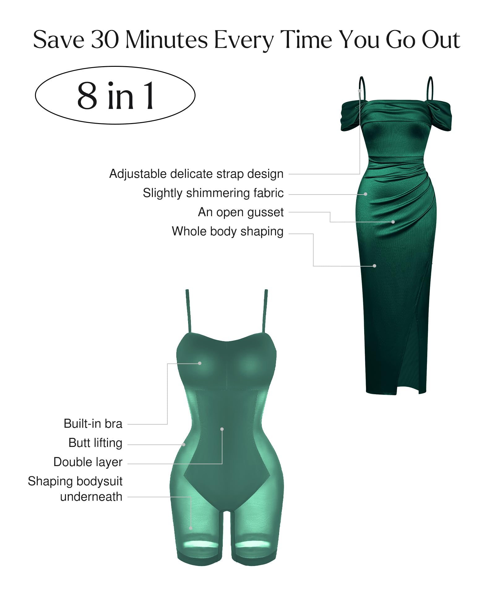 Popilush Womens Shapewear Maxi Dress Multi Way Wear Off The Shoulder Bodycon Long Cocktail Formal Dresses
