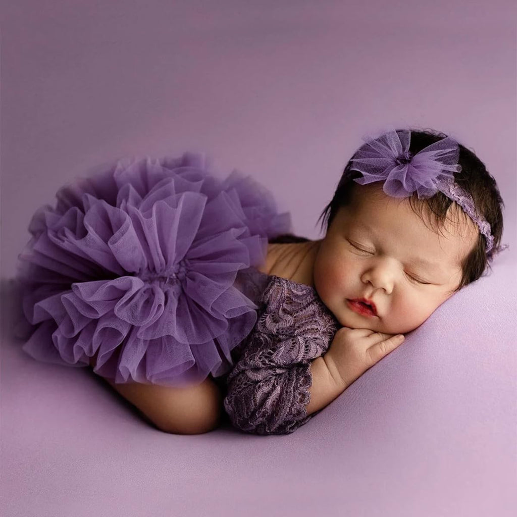 Newborn Photography Outfits Girl Baby Photography Props Lace Romper with Headress Newborn Outfits Girls Photo Props