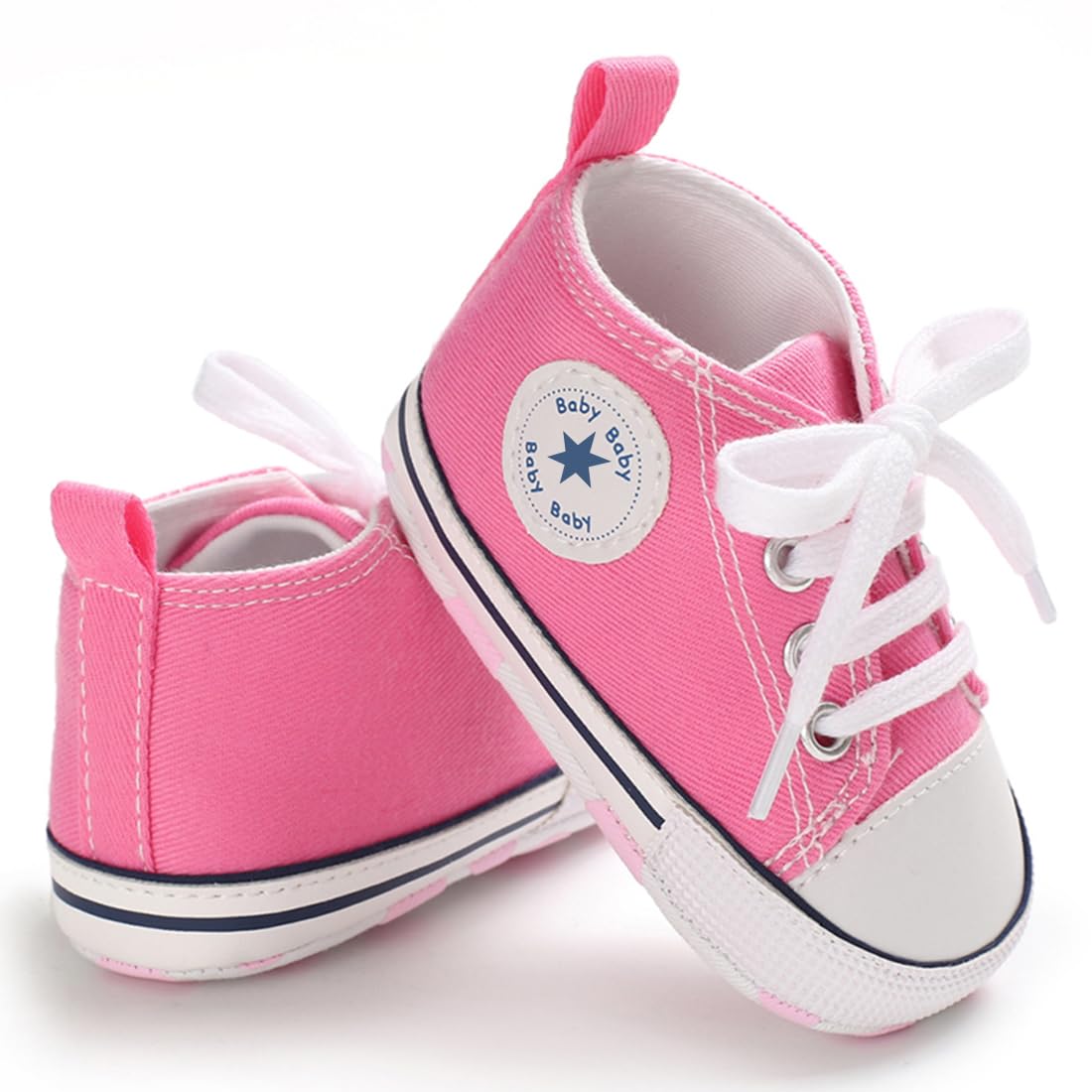 Unisex Baby Girls Boys Canvas High-top Shoes, Newborn Infant Anti-Slip Soft Sole Frist Walking Breathable Sneakers