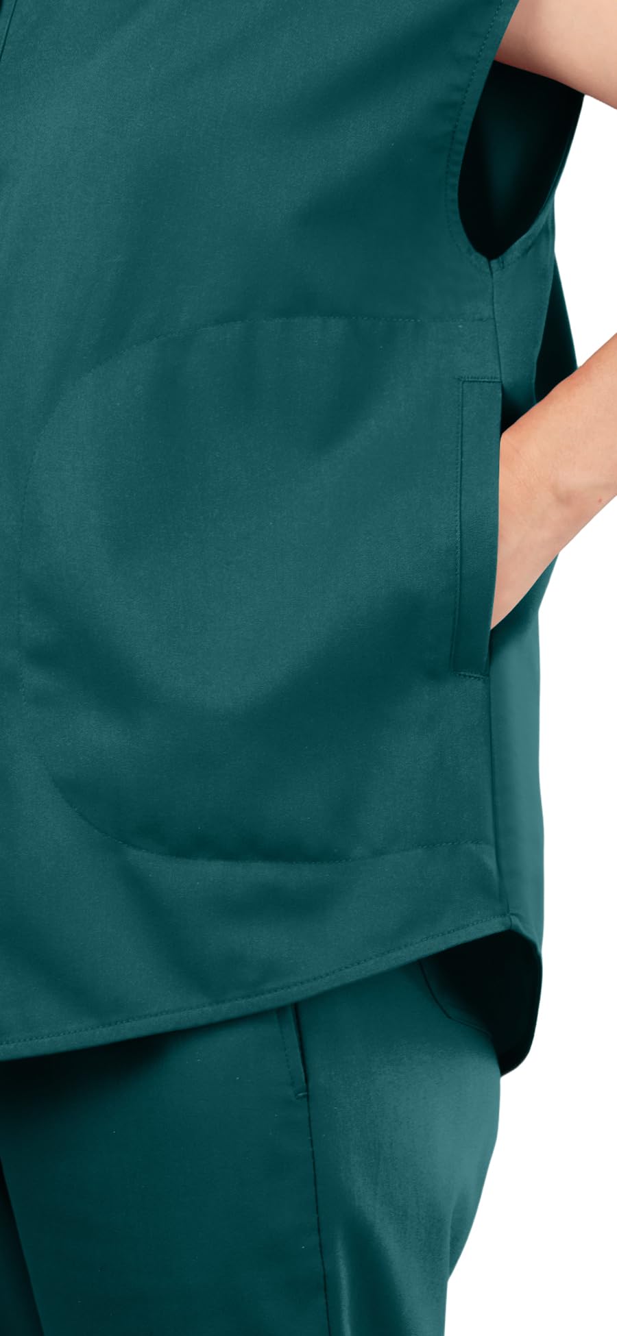 Scrubs for Women Set - Sleeveless Stand-Up Collar Scrub Top and Tapered Jogger Pants, 8-Pocket Work Uniform
