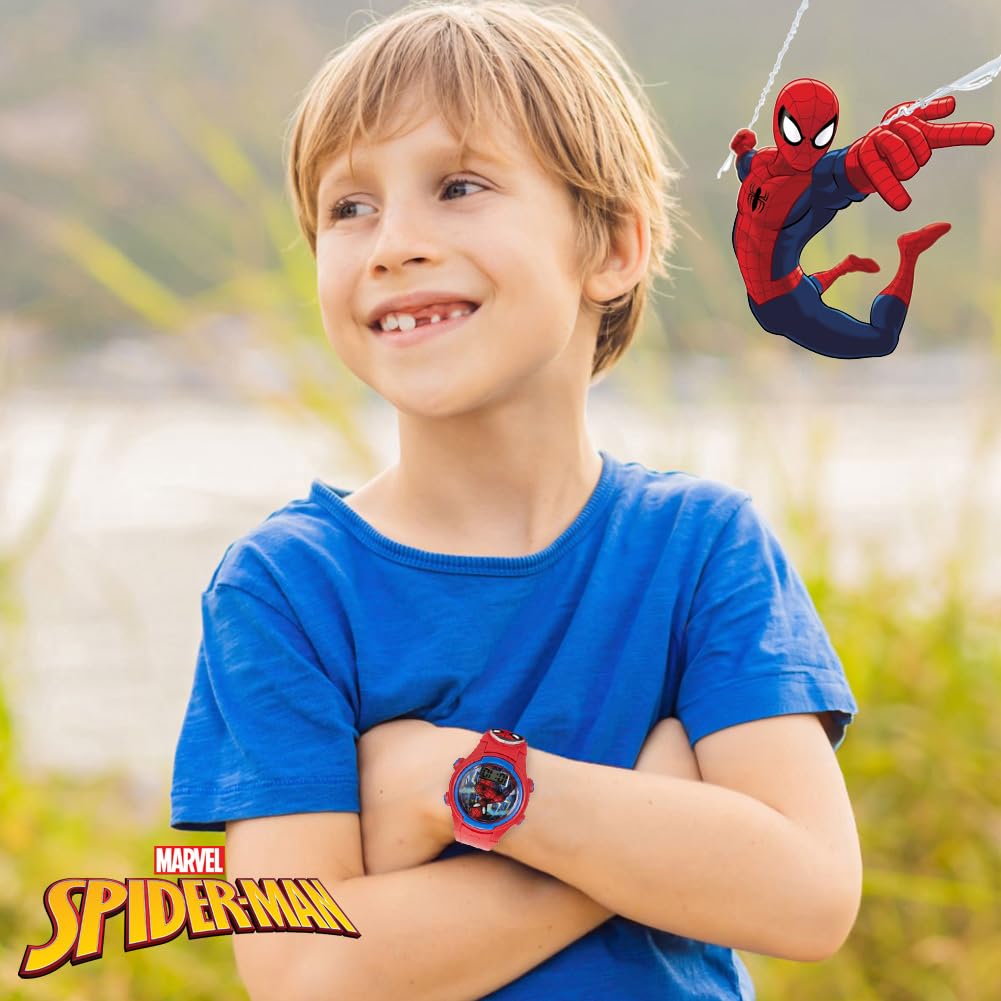 Marvel Spider-Man Kids Watches – Digital Display, Interactive Features, Adjustable Strap, Vibrant Spider-Man Graphics, Durable for Active Kids