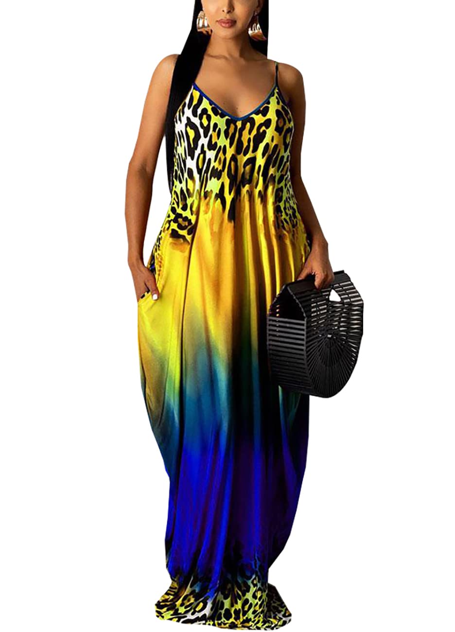 BessCops Summer Maxi Dresses for Women 2026 Plus Size Sundresses Casual Fashion Sleeveless Loose Long Sexy Dress with Pockets