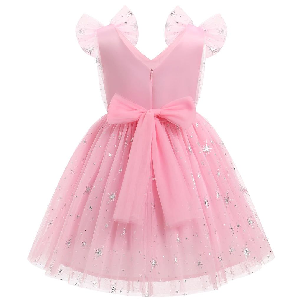 IMEKIS Toddler Kids Girls Butterfly Dress Sparkle Sequins Tulle Wedding Formal Birthday Dresses 2-10T