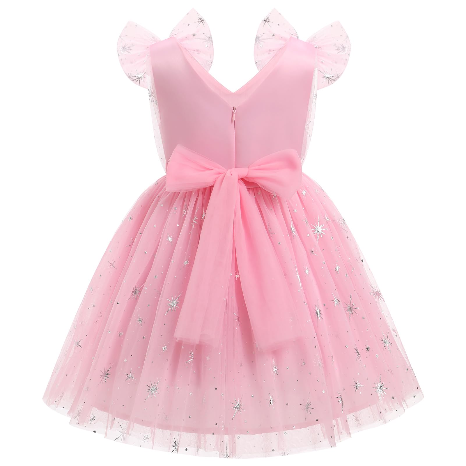 IMEKIS Toddler Kids Girls Butterfly Dress Sparkle Sequins Tulle Wedding Formal Birthday Dresses 2-10T
