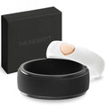 ThunderFit Silicone Rings for Him and Her, Wedding Bands for Couples, 2-Pack Couple's Rubber Engagement Bands, Gift Box Included