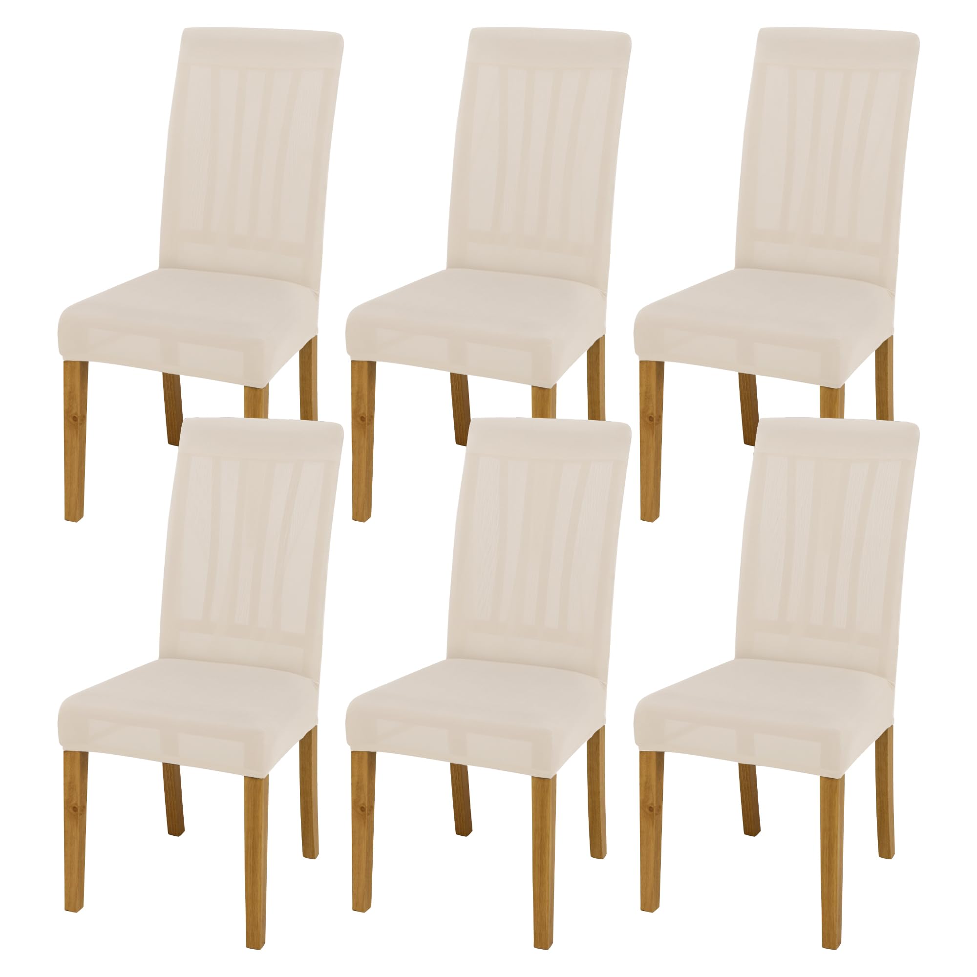 BIETYONE Stretch Dining Chair Covers Set of 6, Soft Removable Washable Kitchen Parsons Chair Slipcovers, High Elastic Seat Protector for Home Hotel Banquet