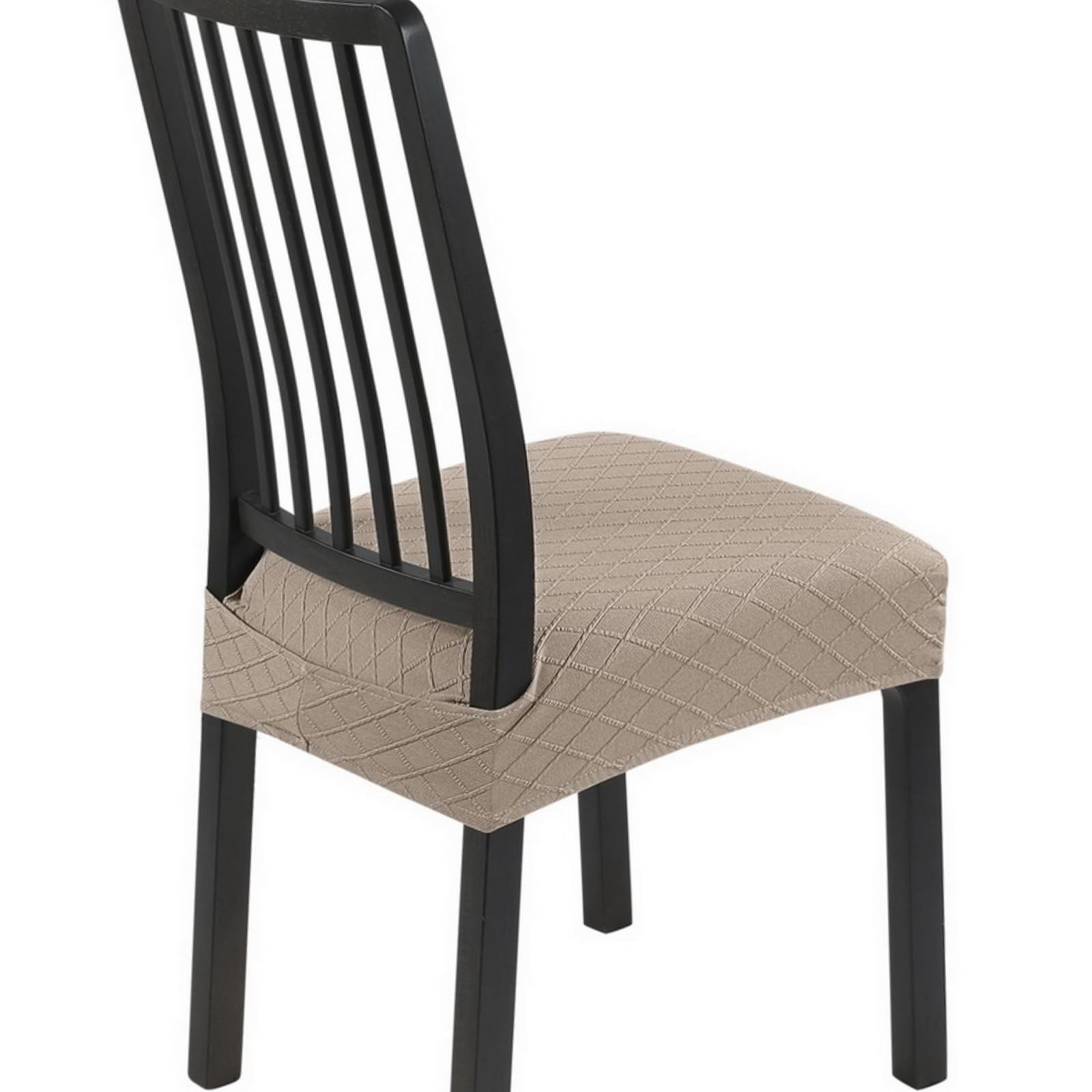 SearchI Stretch Dining Chair Seat Covers Set of 6, Soft Removable Washable Seat Cover for Dining Chairs, Dining Room Chair Cover Protector (Rear-Covered, Brown)