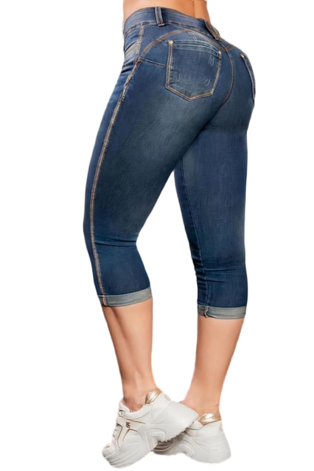 Flamingals High Waist Capris Jeans for Women Casual Summer Butt Lifting Skinny Denim Capri