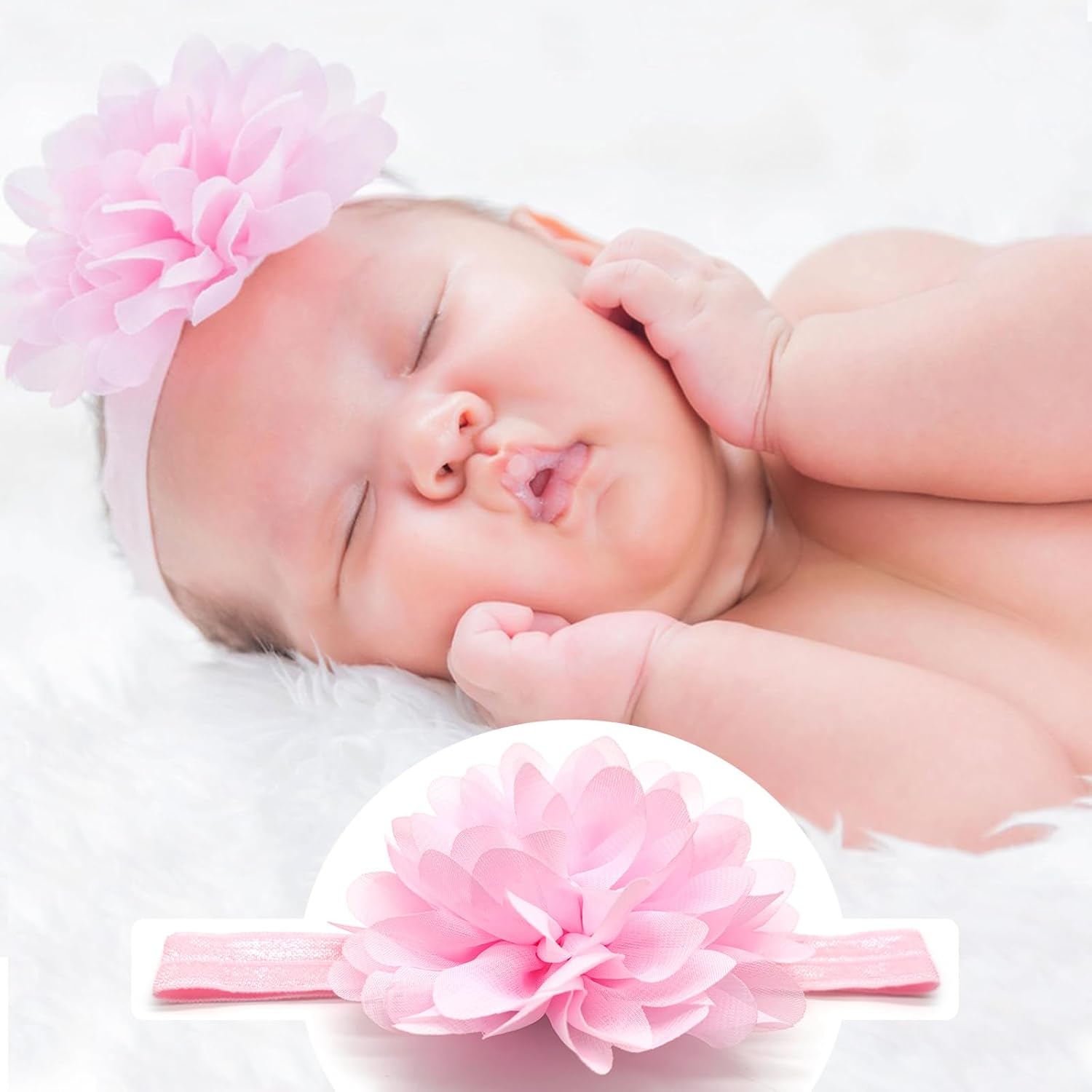 Medsuo Newborn Baby Tutu Skirt and Flower Headband for Photography Prop Outfits 0-4 Month (Pink)