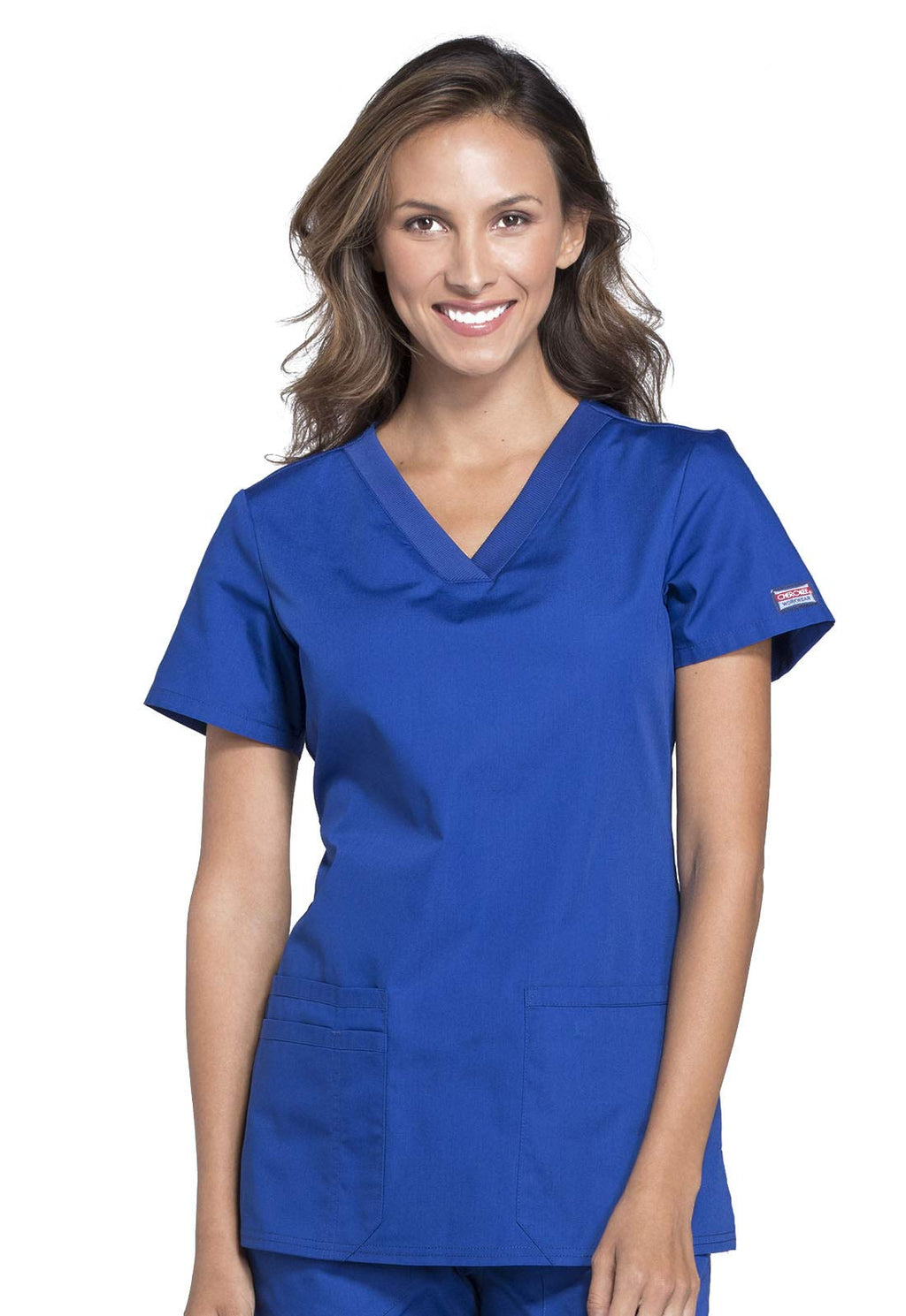 Cherokee Women's V-Neck Scrub Top - Modern Classic Shirt with 3 Pockets, Instrument Loop & Fade Resistant Fabric - WW645