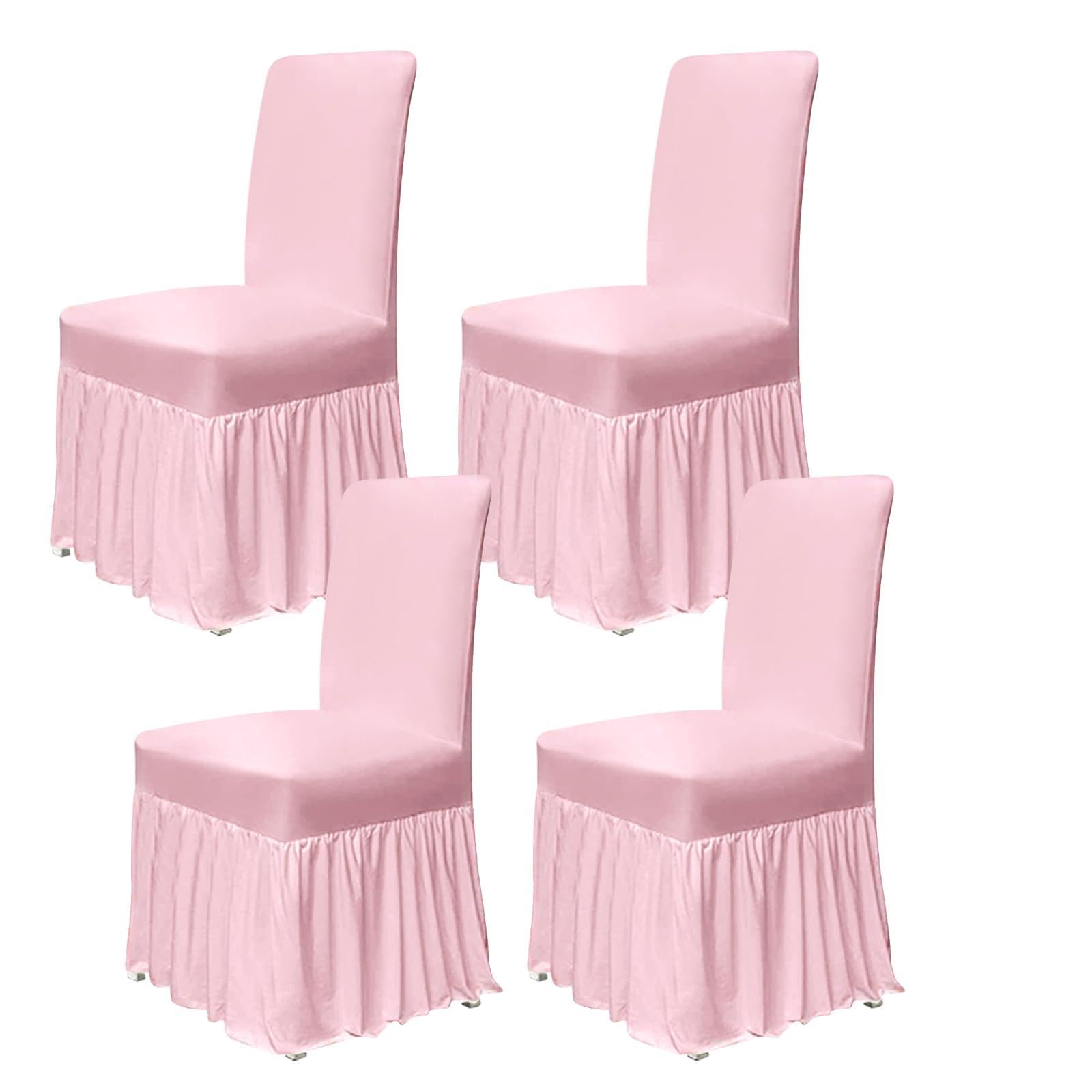 molasofa Chair Covers for Dining Room Set of 6 Stretch Chair Slipcovers with Skirt for Kitchen Seat Protectors Wedding Banquet Decor Kids Pets Spandex Fabric Washable (6pcs, Brown)