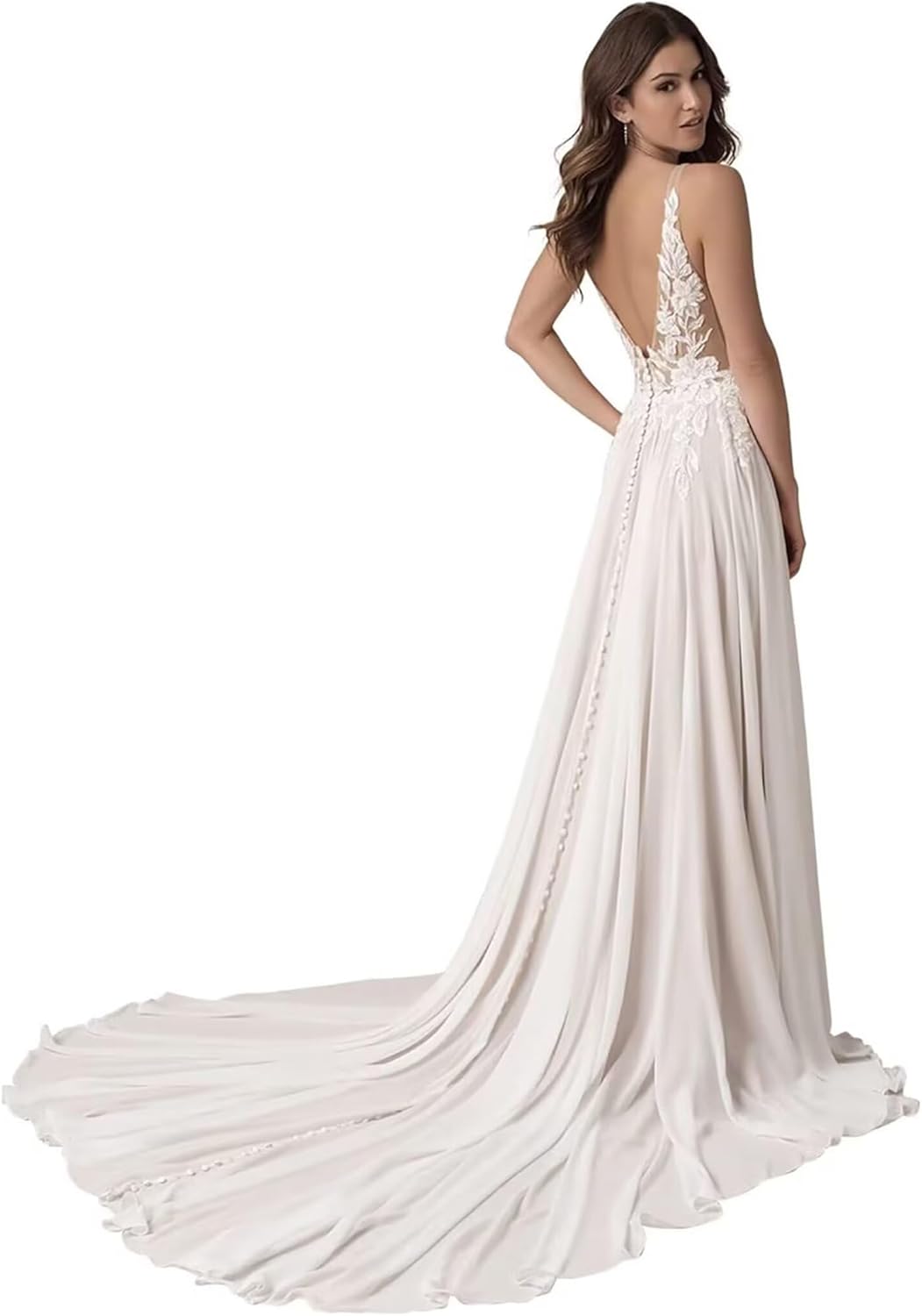 Wedding Dress for Bride Lace Appliques Mermaid Boho Beach Bridal Gowns BOF44