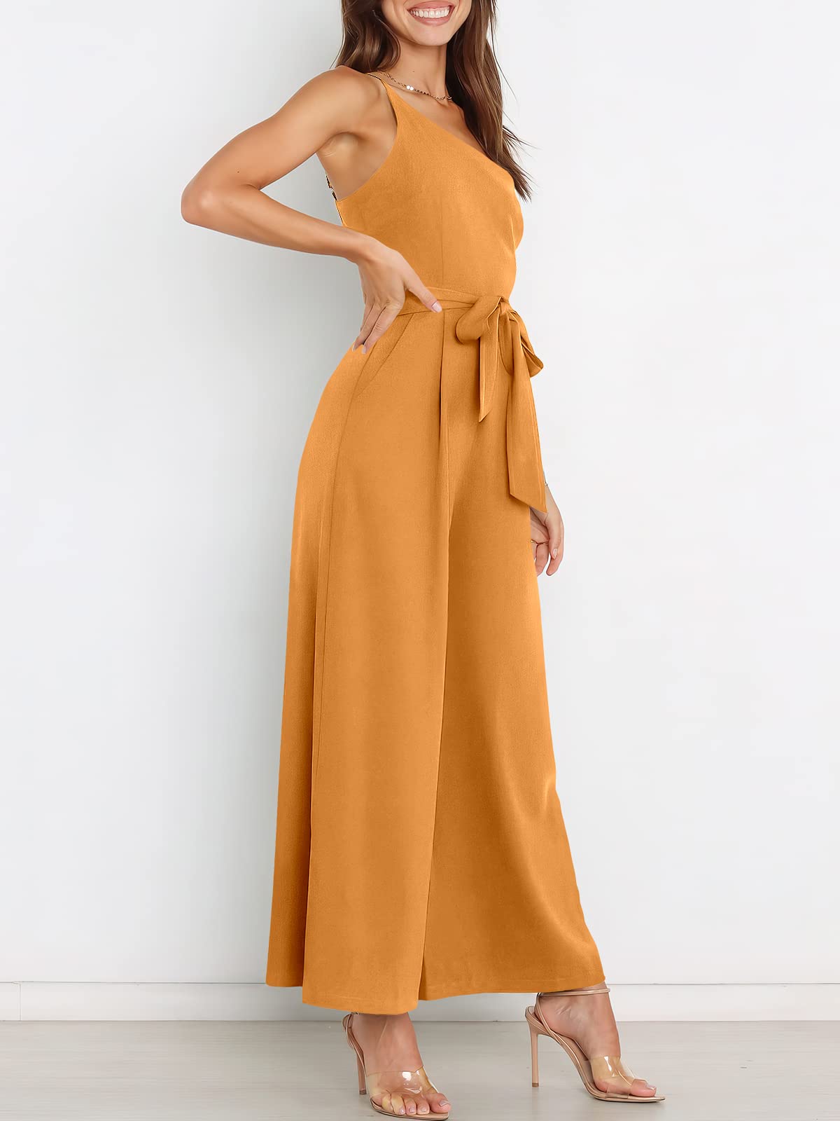 ANRABESS Women Summer Dressy Jumpsuits One Shoulder Sleeveless Casual Wide Leg Pants Romper Jumper 2026 Trendy Fall Outfits