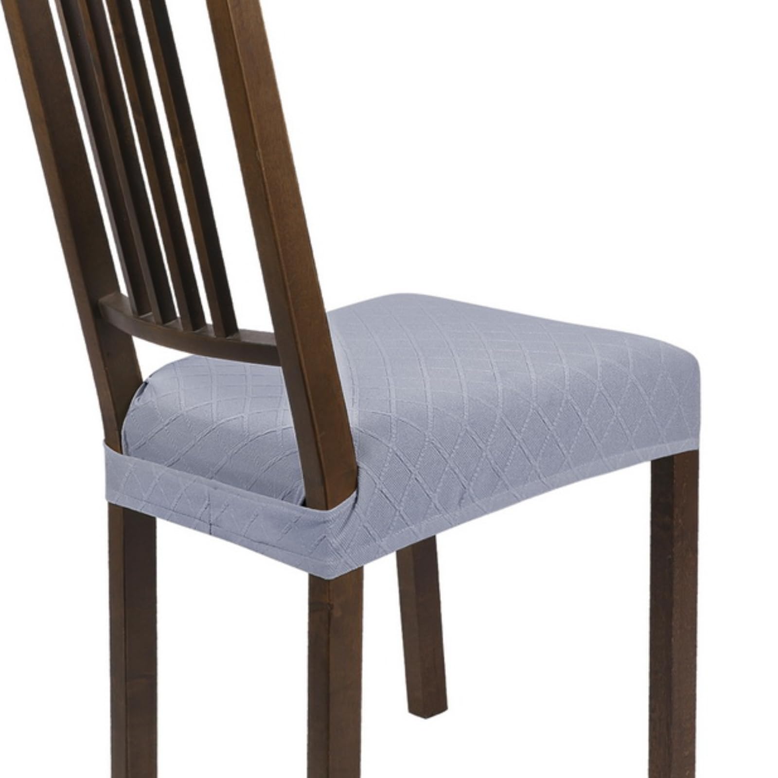 SearchI Stretch Dining Chair Seat Covers Set of 6, Soft Removable Washable Seat Cover for Dining Chairs, Dining Room Chair Cover Protector (Rear-Covered, Brown)