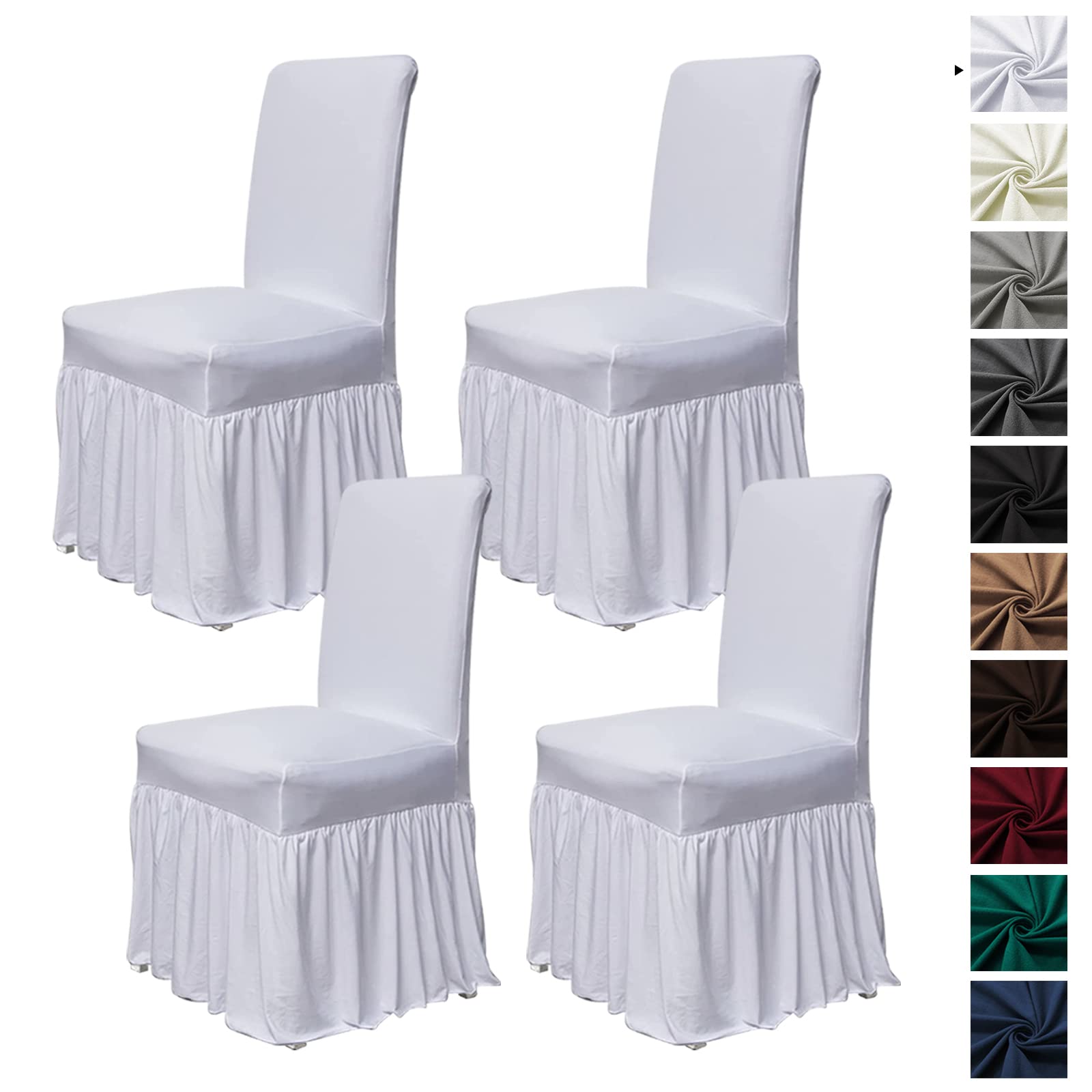 molasofa Chair Covers for Dining Room Set of 6 Stretch Chair Slipcovers with Skirt for Kitchen Seat Protectors Wedding Banquet Decor Kids Pets Spandex Fabric Washable (6pcs, Brown)