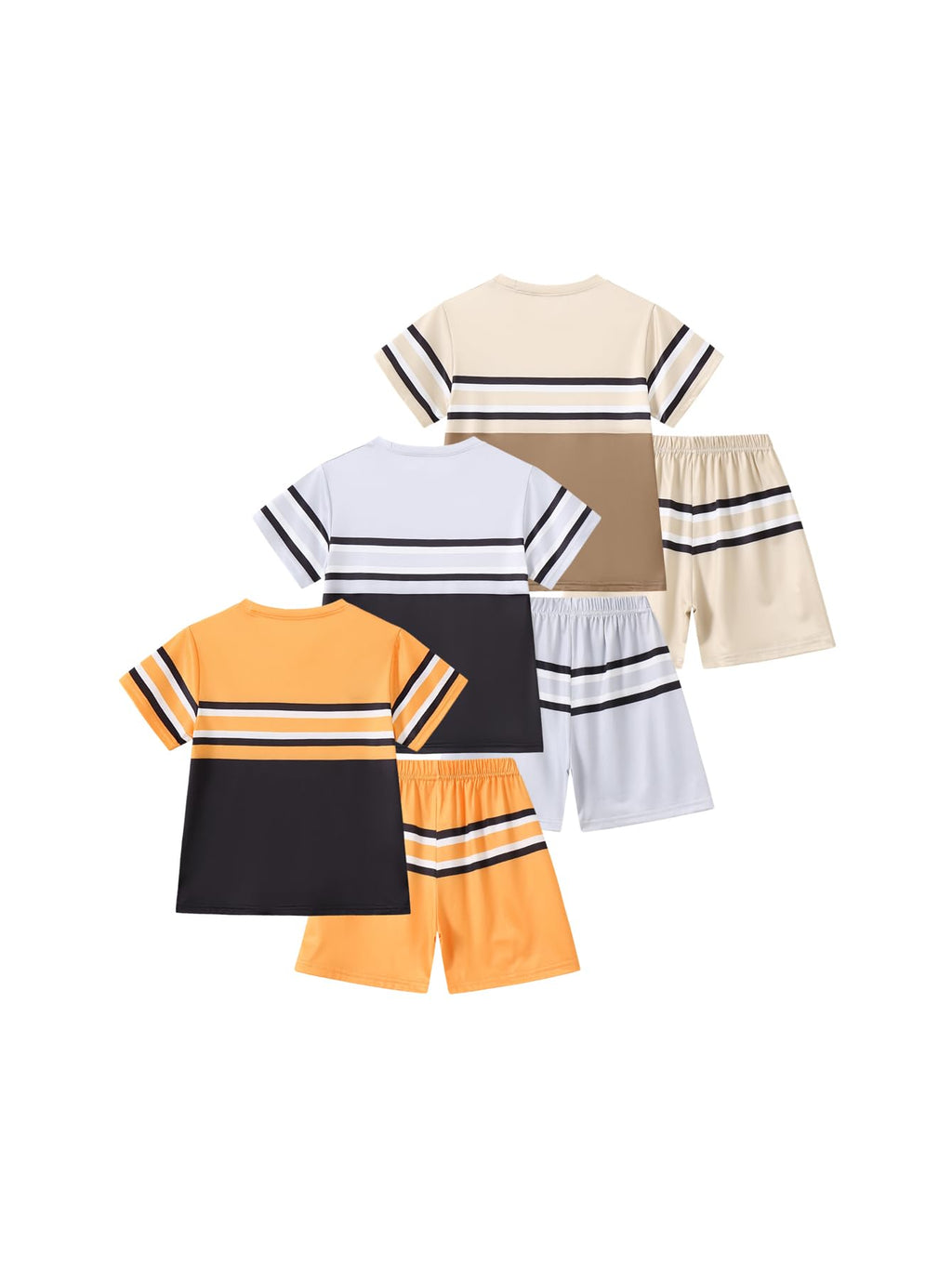 Boys Outfits Colorblock Stripe Top and Elastic Waist Shorts Kid Summer Fashion Clothing Set Casual Athletic Clothes