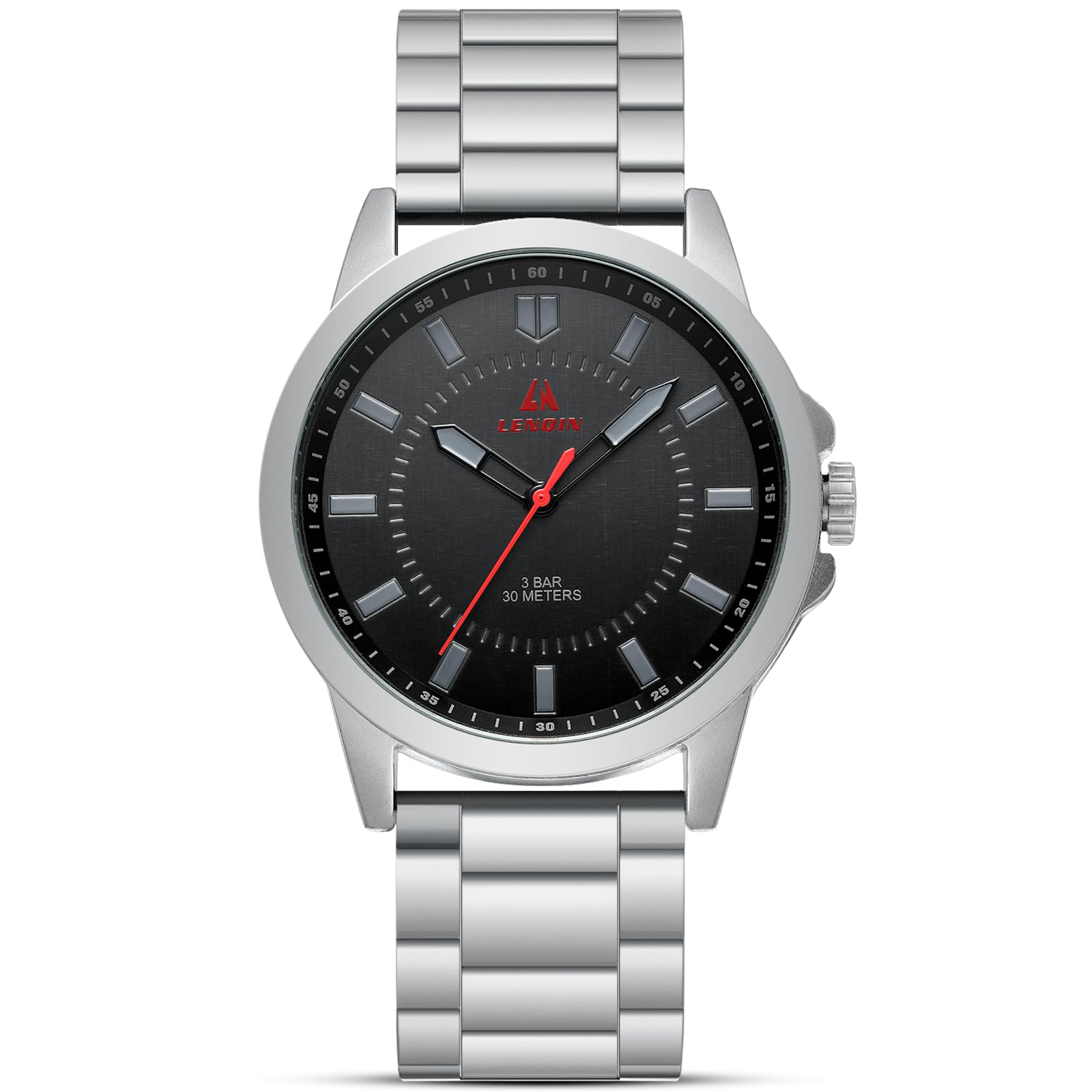 LN LENQIN Mens Watches Waterproof Stainless Steel Watch for Men Analog Quartz Fashion Business Designer Wristwatch