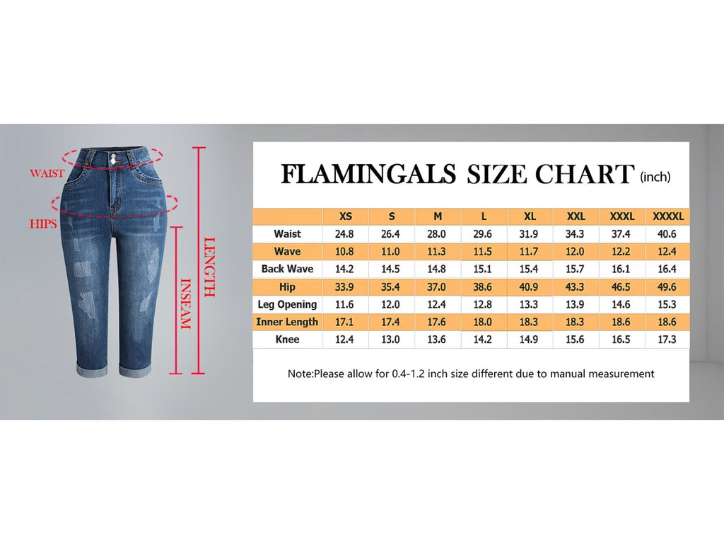 Flamingals High Waist Capris Jeans for Women Casual Summer Butt Lifting Skinny Denim Capri