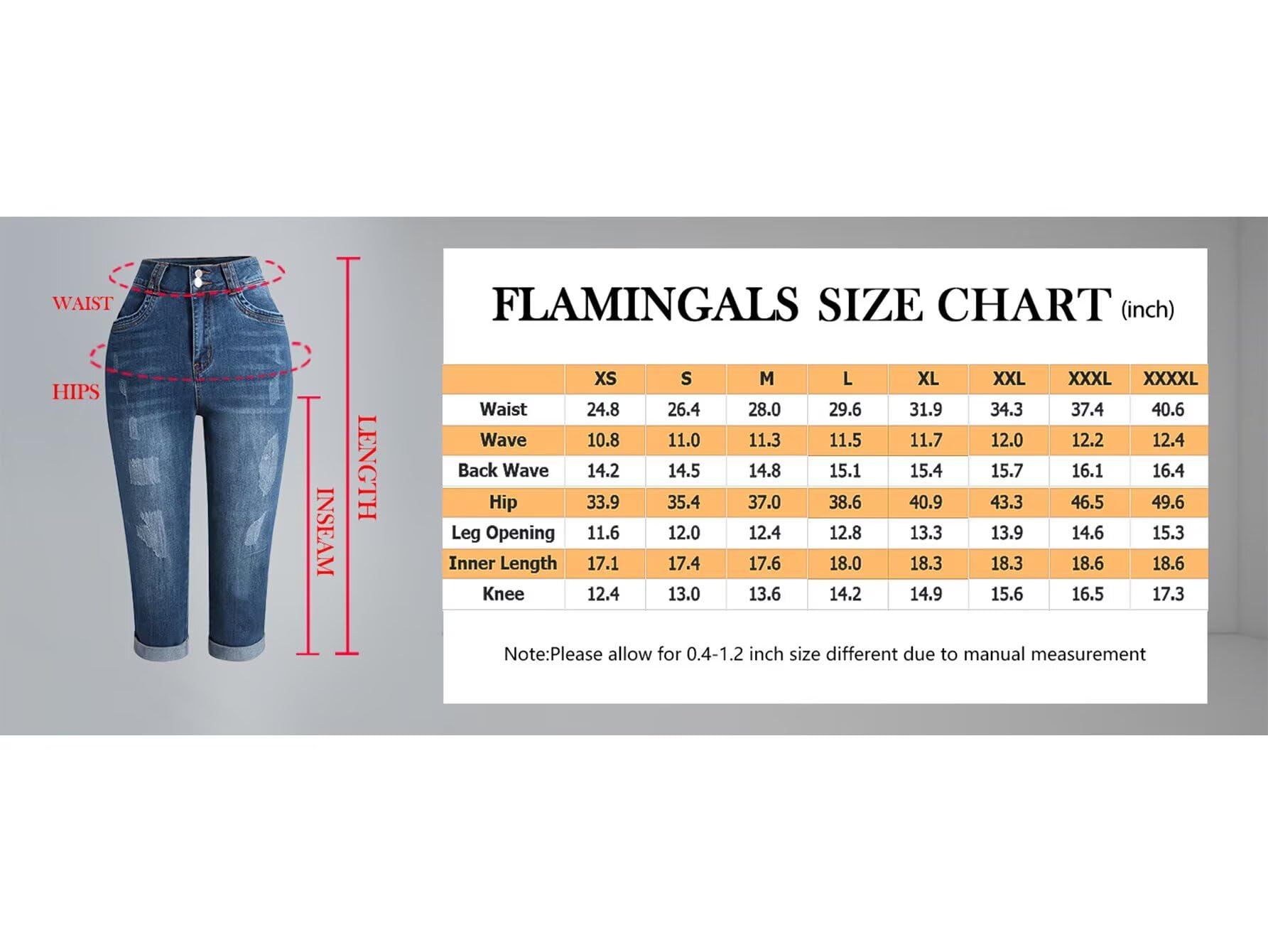 Flamingals High Waist Capris Jeans for Women Casual Summer Butt Lifting Skinny Denim Capri