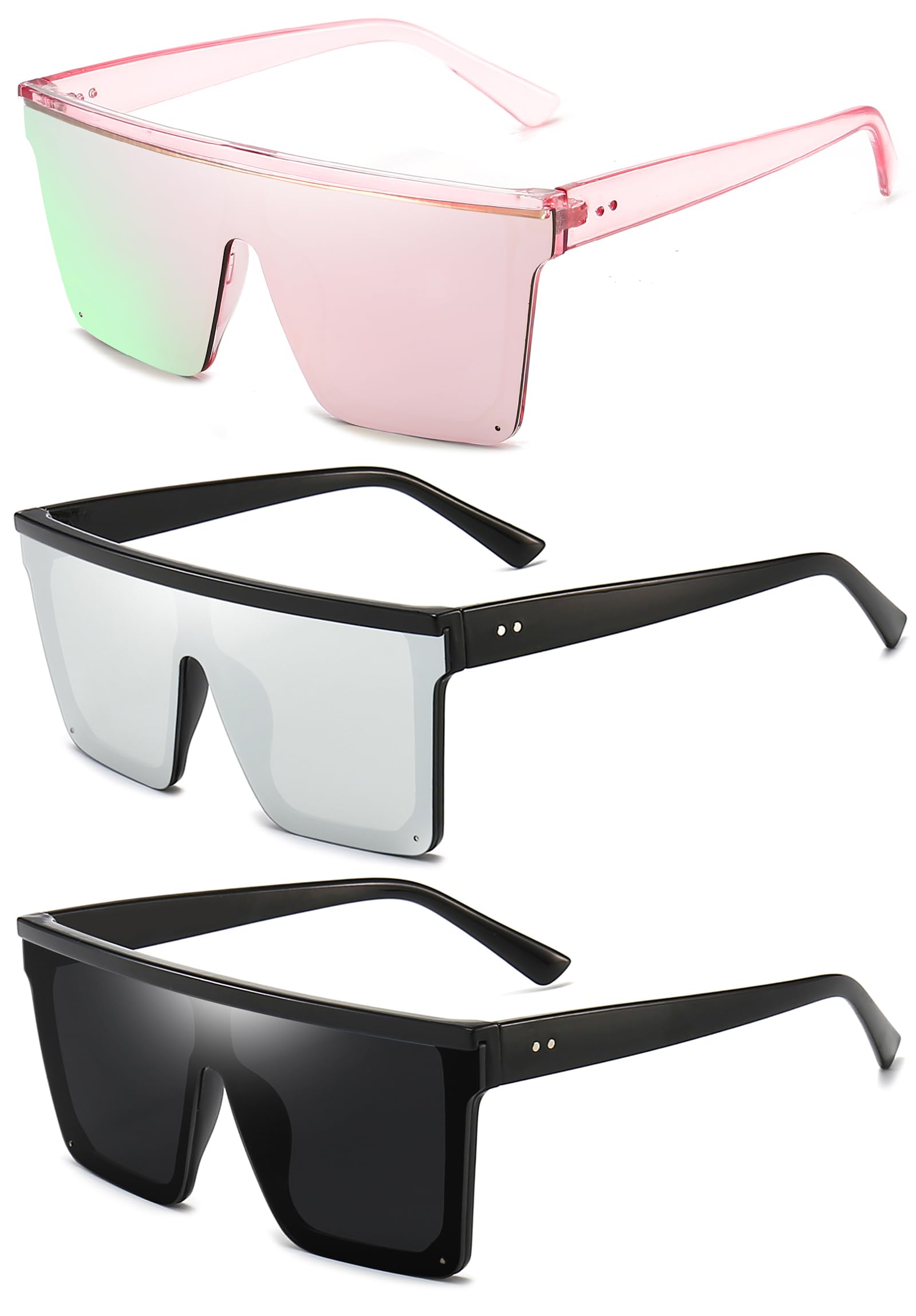 Dollger Square Oversized Sunglasses for Women Men Fashion Flat Top Big Black Frame Shades