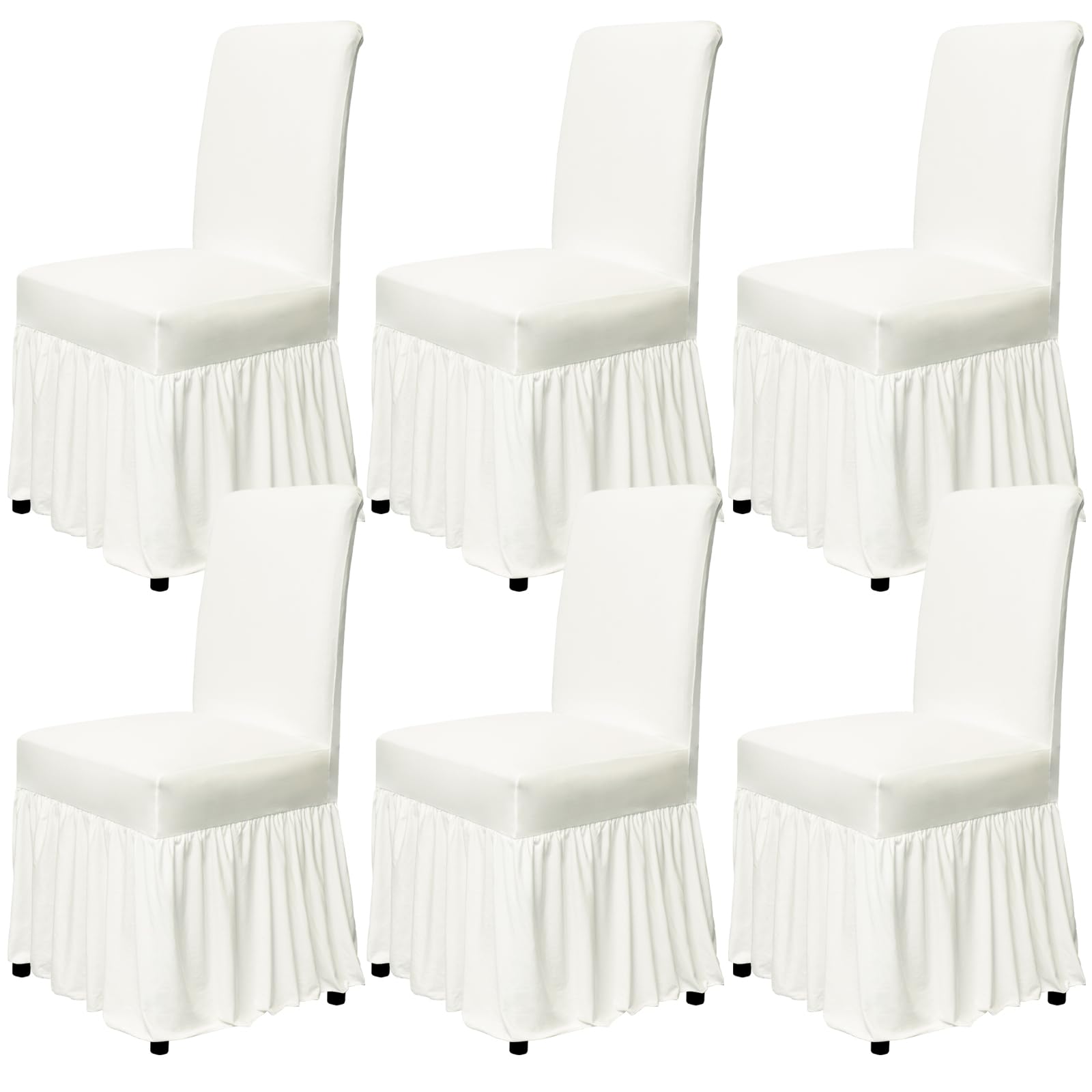 molasofa Chair Covers for Dining Room Set of 6 Stretch Chair Slipcovers with Skirt for Kitchen Seat Protectors Wedding Banquet Decor Kids Pets Spandex Fabric Washable (6pcs, Brown)