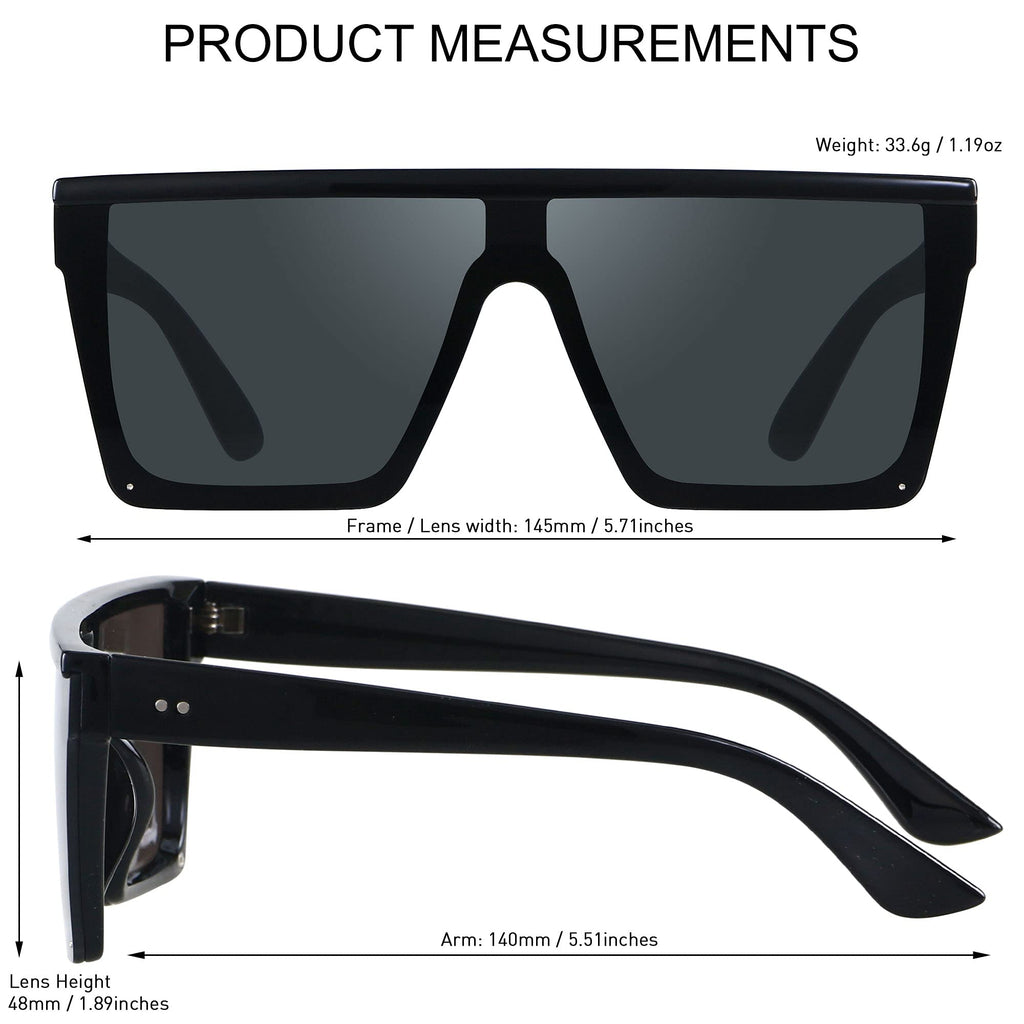 LYZOIT Square Oversized Sunglasses for Women Men Big Flat Top Fashion Shield Large UV Protection Rimless Shades