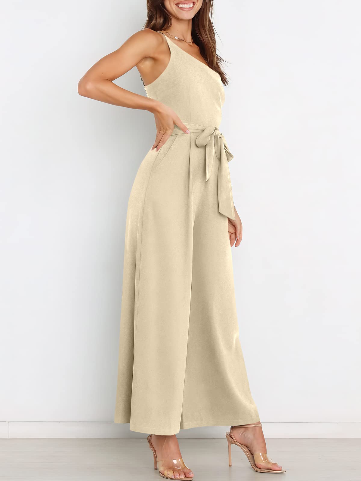 ANRABESS Women Summer Dressy Jumpsuits One Shoulder Sleeveless Casual Wide Leg Pants Romper Jumper 2026 Trendy Fall Outfits
