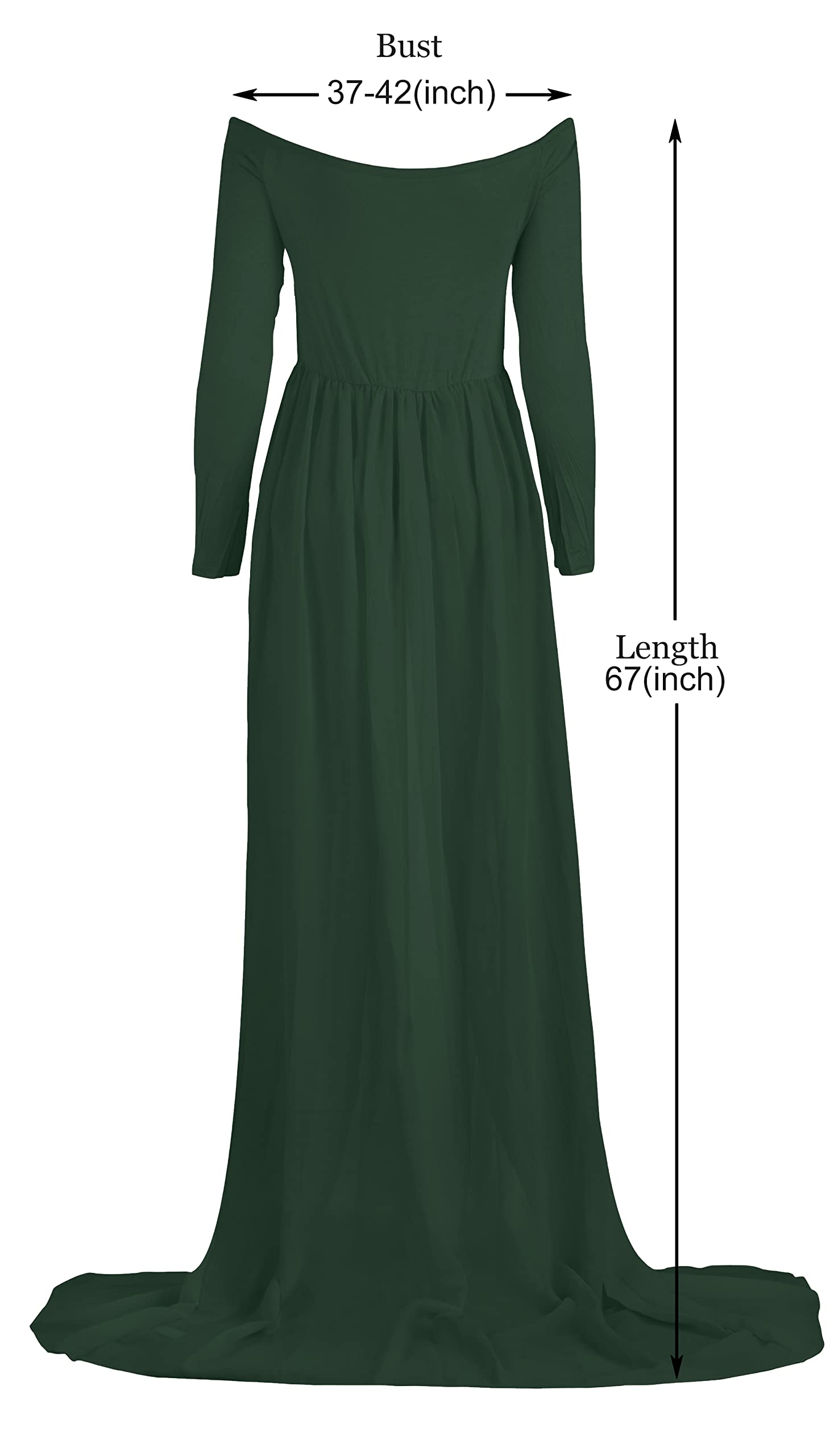 Mommy Jennie Maternity Dress Off Shoulder Long Sleeve Split Front Chiffon Gown for Photoshoot