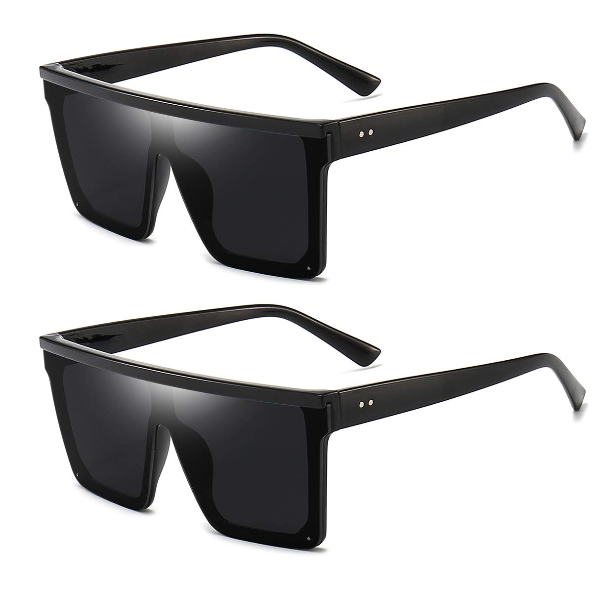 Dollger Square Oversized Sunglasses for Women Men Fashion Flat Top Big Black Frame Shades