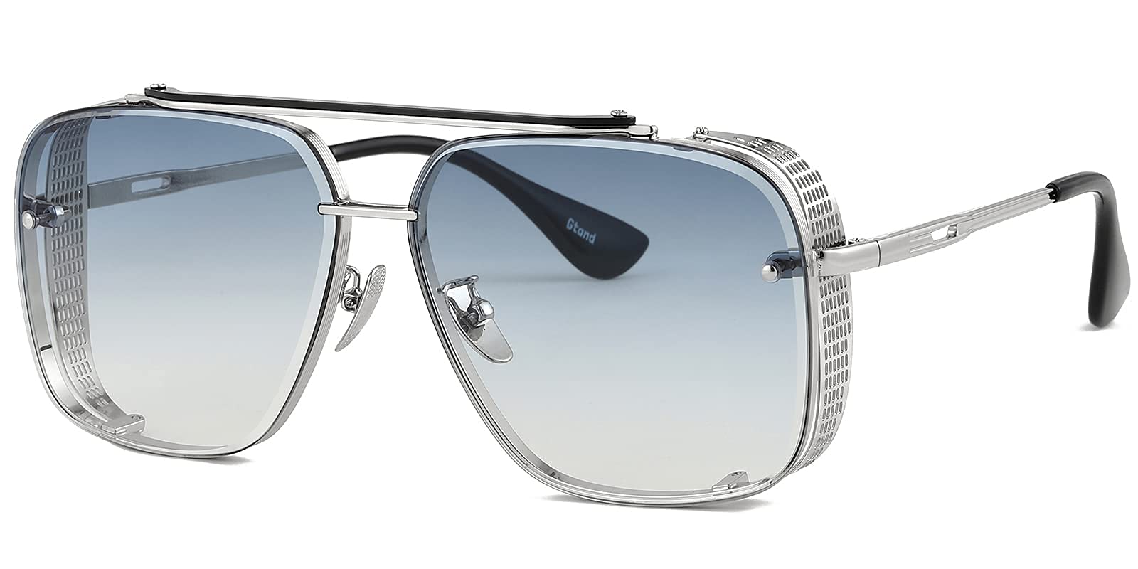 Gtand Fashion Oversized Square Aviator Gradient Sunglasses For Men Vintage Metal Side Shield Steampunk Sun Glasses 64mm