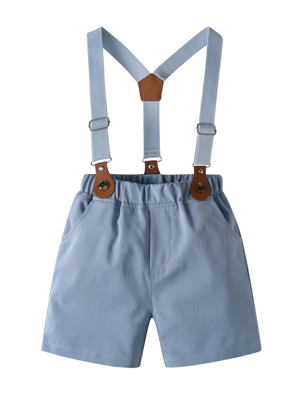 Boarnseorl Baby Boys Gentleman Outfits Suits, Infant Shirt+Shorts+Bow Tie+Suspenders