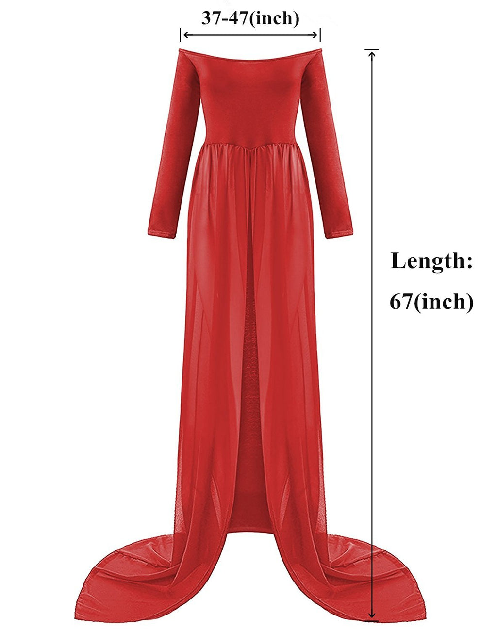 ZIUMUDY Maternity Maxi Chiffon Photography Dress Split Front Gown for Photoshoot