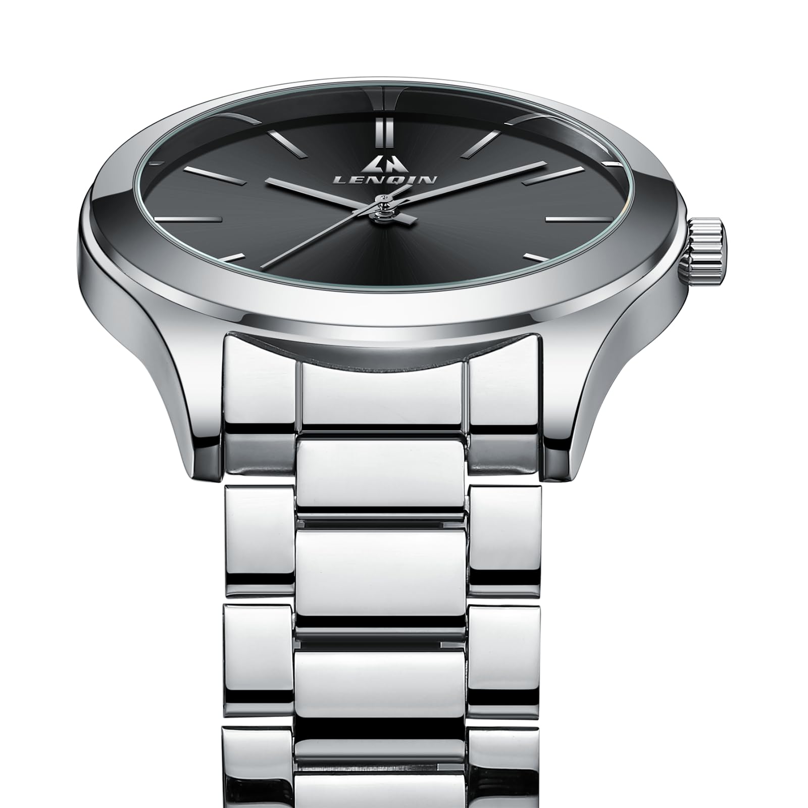 LN LENQIN Mens Watches Waterproof Stainless Steel Watch for Men Analog Quartz Fashion Business Designer Wristwatch