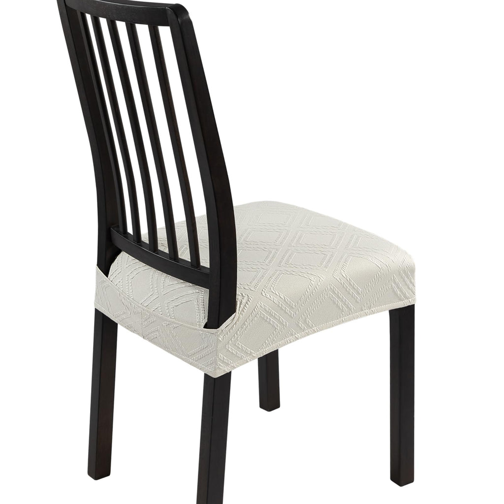 SearchI Stretch Dining Chair Seat Covers Set of 6, Soft Removable Washable Seat Cover for Dining Chairs, Dining Room Chair Cover Protector (Rear-Covered, Brown)