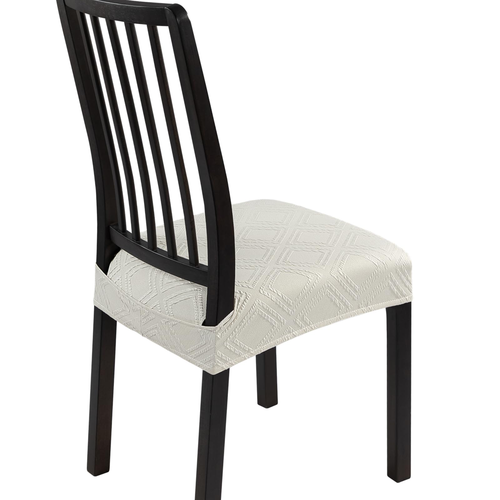 SearchI Stretch Dining Chair Seat Covers Set of 6, Soft Removable Washable Seat Cover for Dining Chairs, Dining Room Chair Cover Protector (Rear-Covered, Brown)
