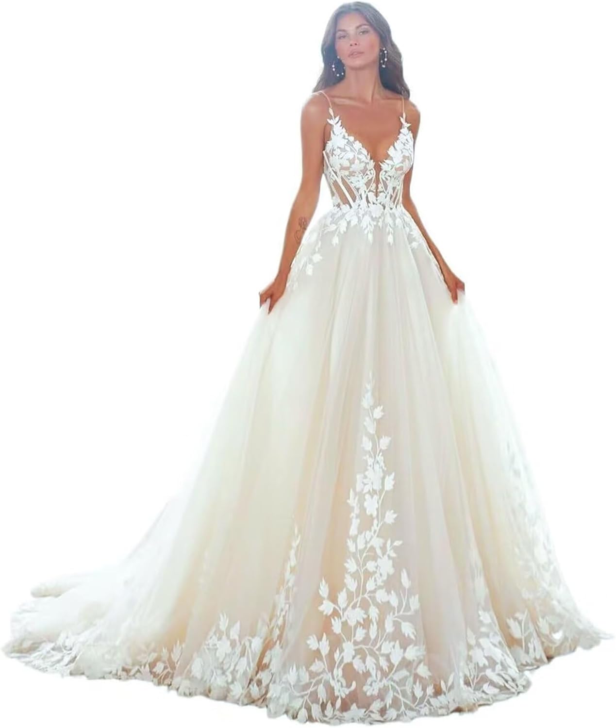 Wedding Dress for Bride Lace Appliques Mermaid Boho Beach Bridal Gowns BOF44