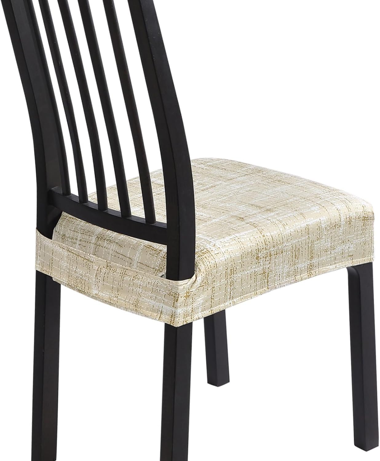 SearchI Stretch Dining Chair Seat Covers Set of 6, Soft Removable Washable Seat Cover for Dining Chairs, Dining Room Chair Cover Protector (Rear-Covered, Brown)