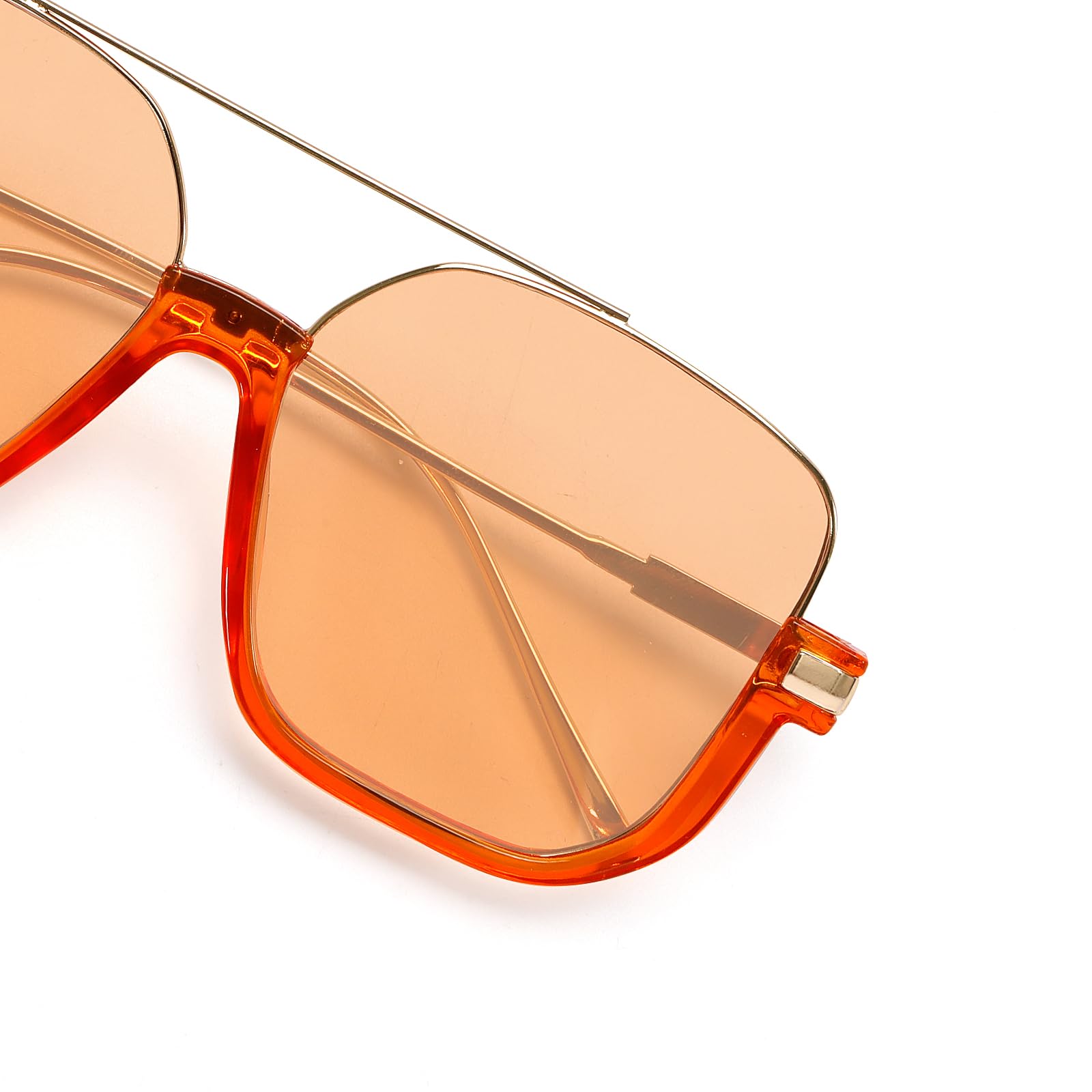 GUVIVI Retro Oversized Aviator Sunglasses for Women Men Square Double Bridge Pilot Sun Glasses 70s Trendy Shades