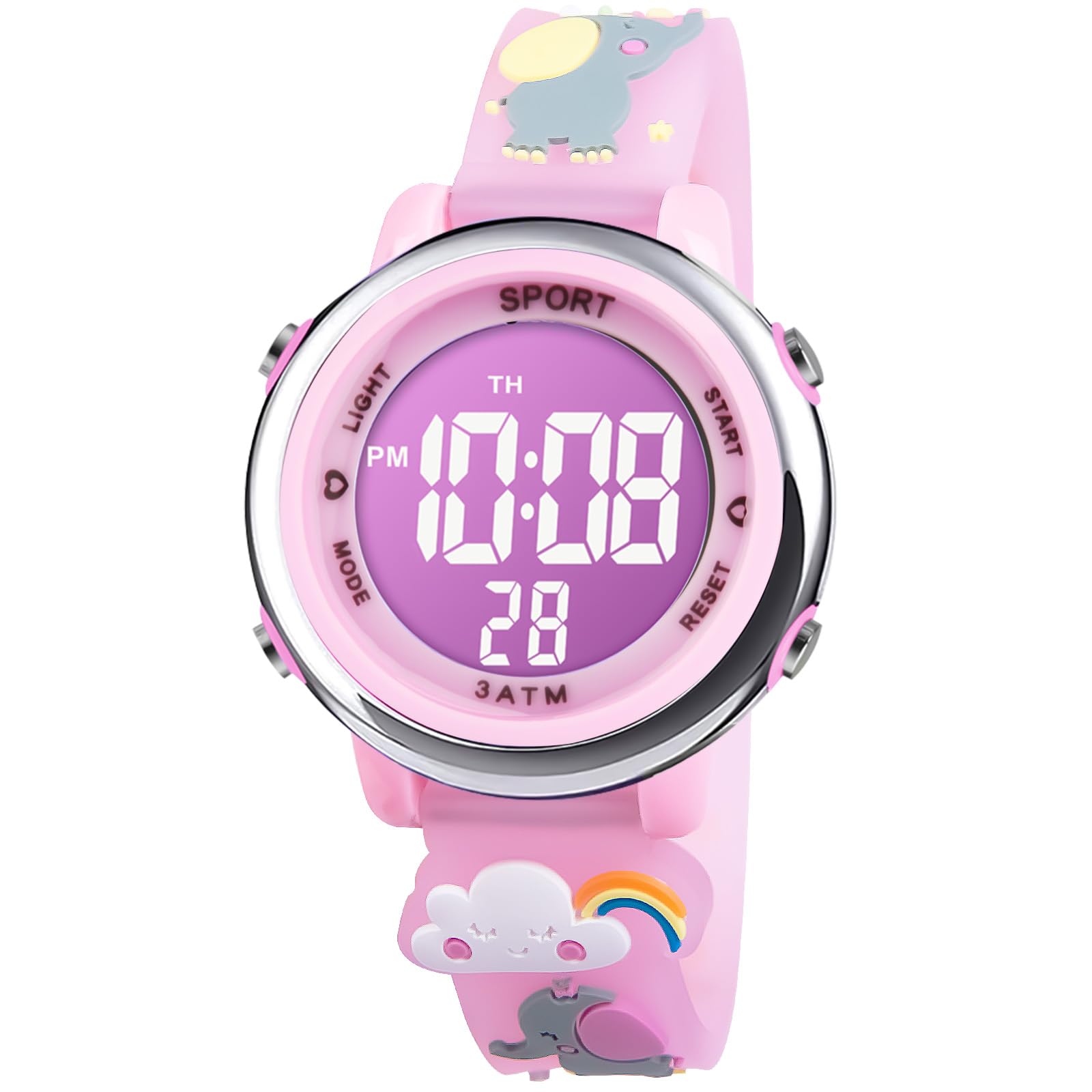 Vicloon Kids Watch, Toddler Digital Watch, Digital Watch LED Electrical Watches 7 Color Lights Watch Sport Outdoor with Alarm Stopwatch Unicorn Toys Gift for 6-12 Year Girls Children Wristwatch