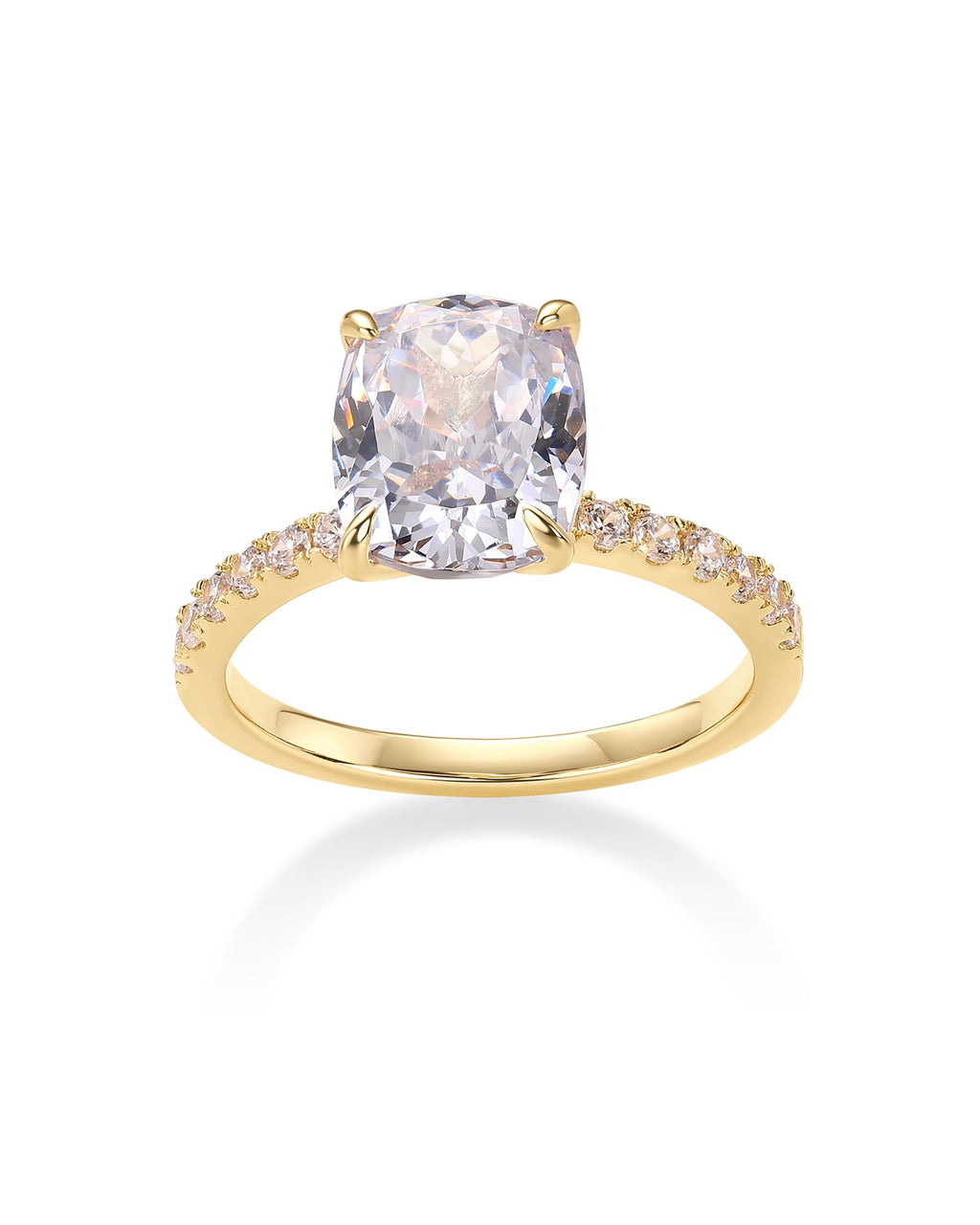 PAVOI 14K Gold Plated Engagement Rings for Women | Promise Wedding Band | 1.50CT - 3CT Cushion Cut Round Oval Cubic Zirconia Engagement Ring
