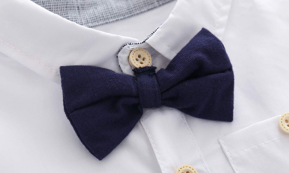 Boarnseorl Baby Boys Gentleman Outfits Suits, Infant Shirt+Shorts+Bow Tie+Suspenders