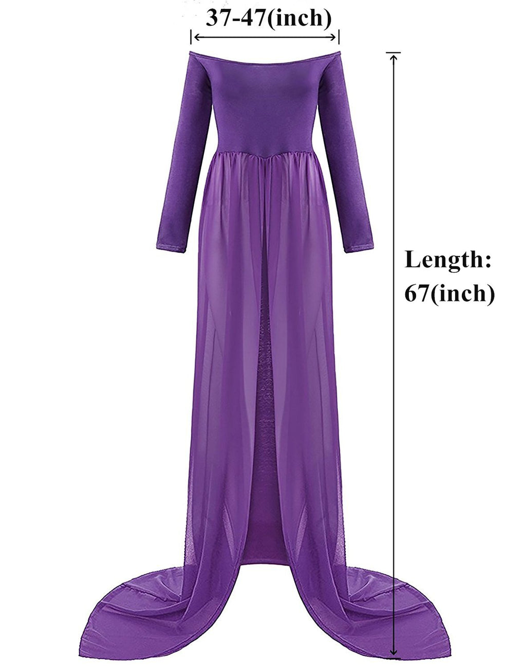 ZIUMUDY Maternity Maxi Chiffon Photography Dress Split Front Gown for Photoshoot