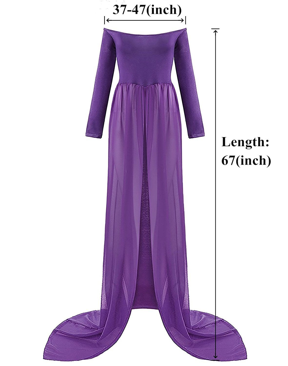 ZIUMUDY Maternity Maxi Chiffon Photography Dress Split Front Gown for Photoshoot