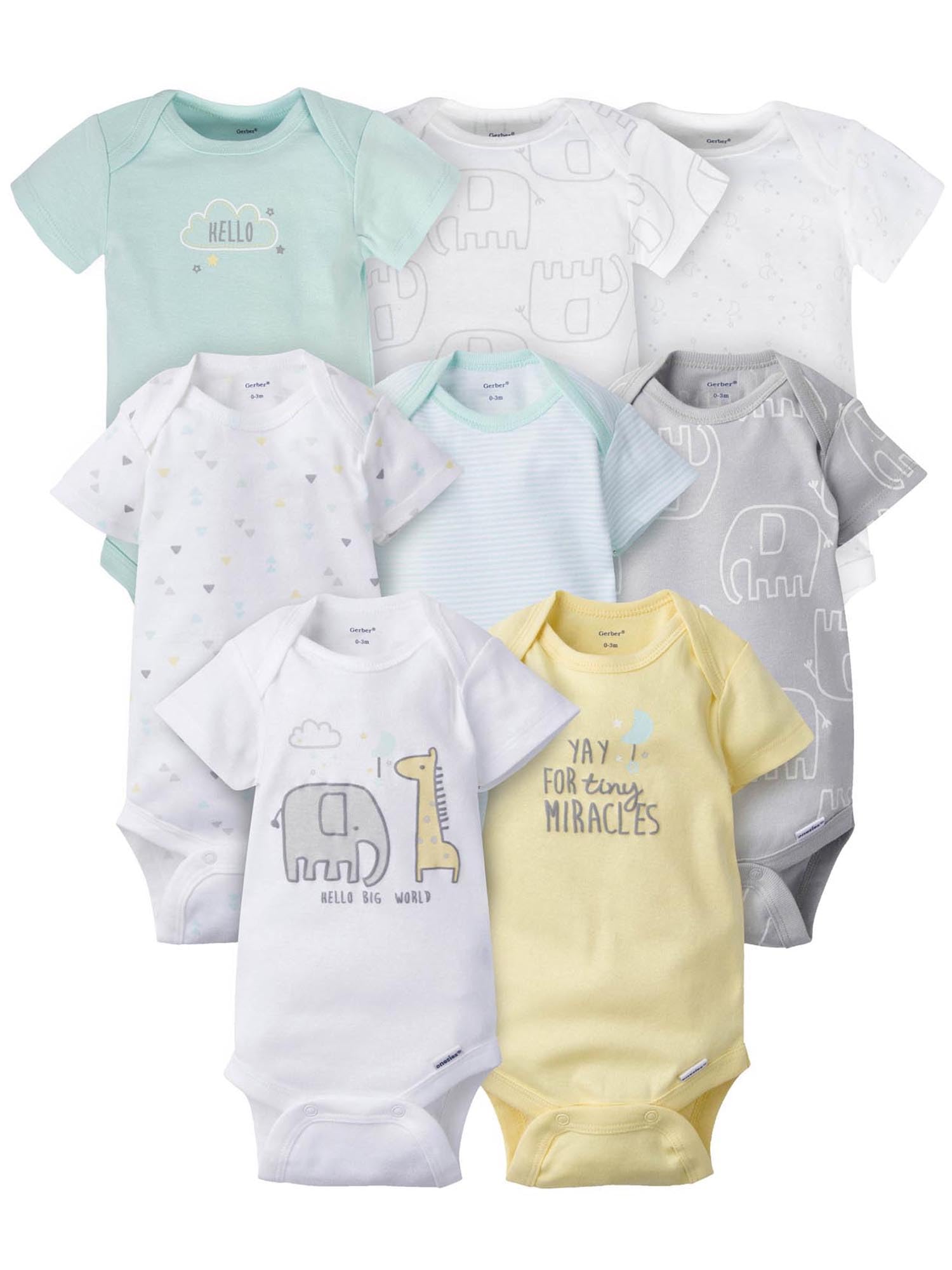Gerber Unisex-Baby 8-pack Short Sleeve Onesies Bodysuits