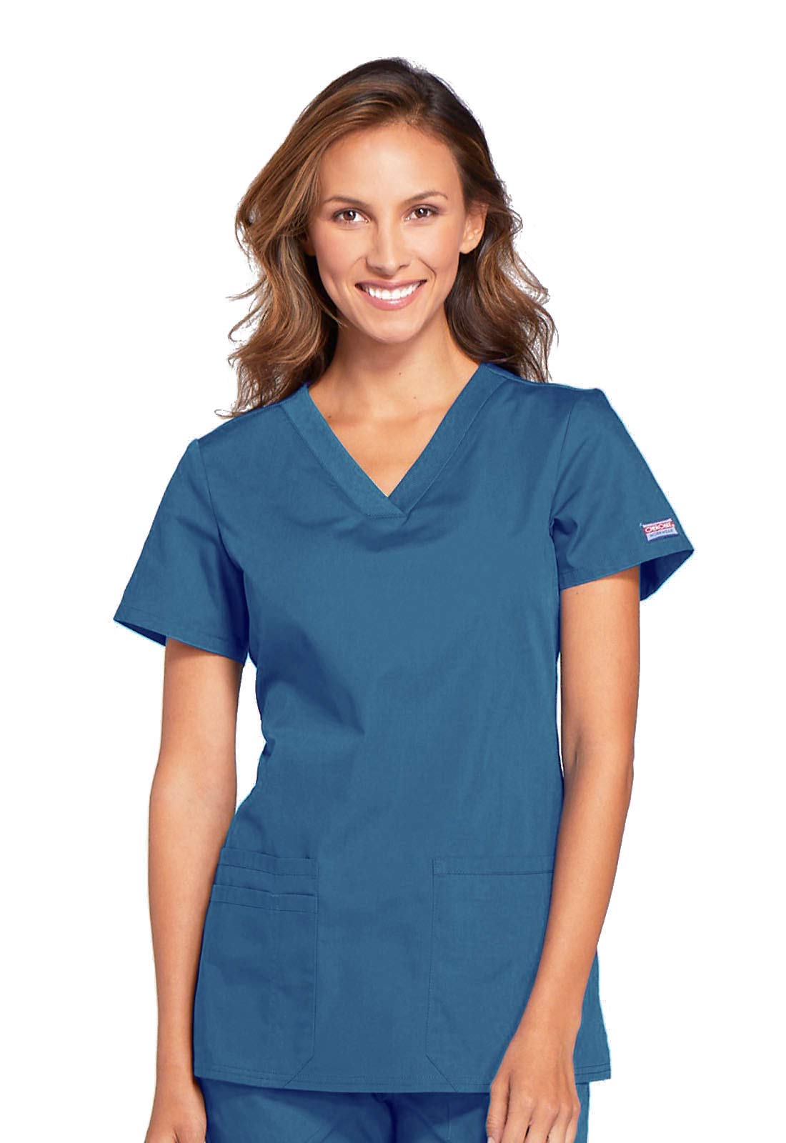 Cherokee Women's V-Neck Scrub Top - Modern Classic Shirt with 3 Pockets, Instrument Loop & Fade Resistant Fabric - WW645