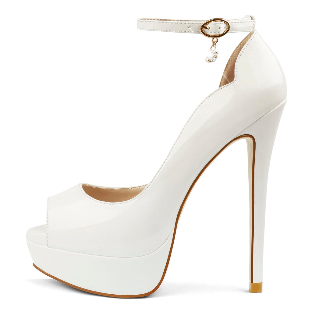 MERUMOTE Women's Platform Stiletto Heels Shoes Peep Toe Pumps 6 inch Heels for Dress Wedding Party