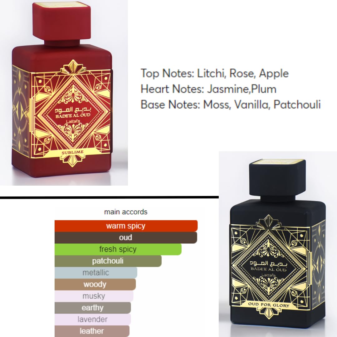 Lattafa Perfumes Bade'e Al Oud, Oud for Glory for Unisex Eau de Parfum Spray, 3.4 Ounce
