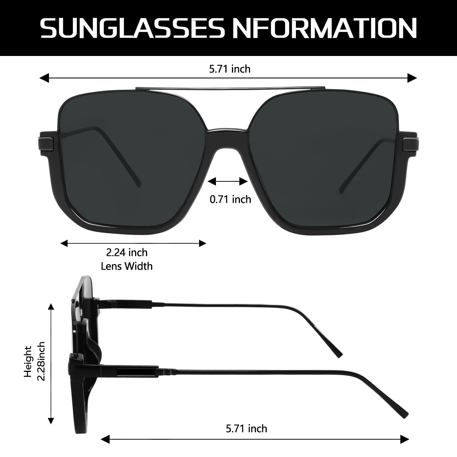 GUVIVI Retro Oversized Aviator Sunglasses for Women Men Square Double Bridge Pilot Sun Glasses 70s Trendy Shades