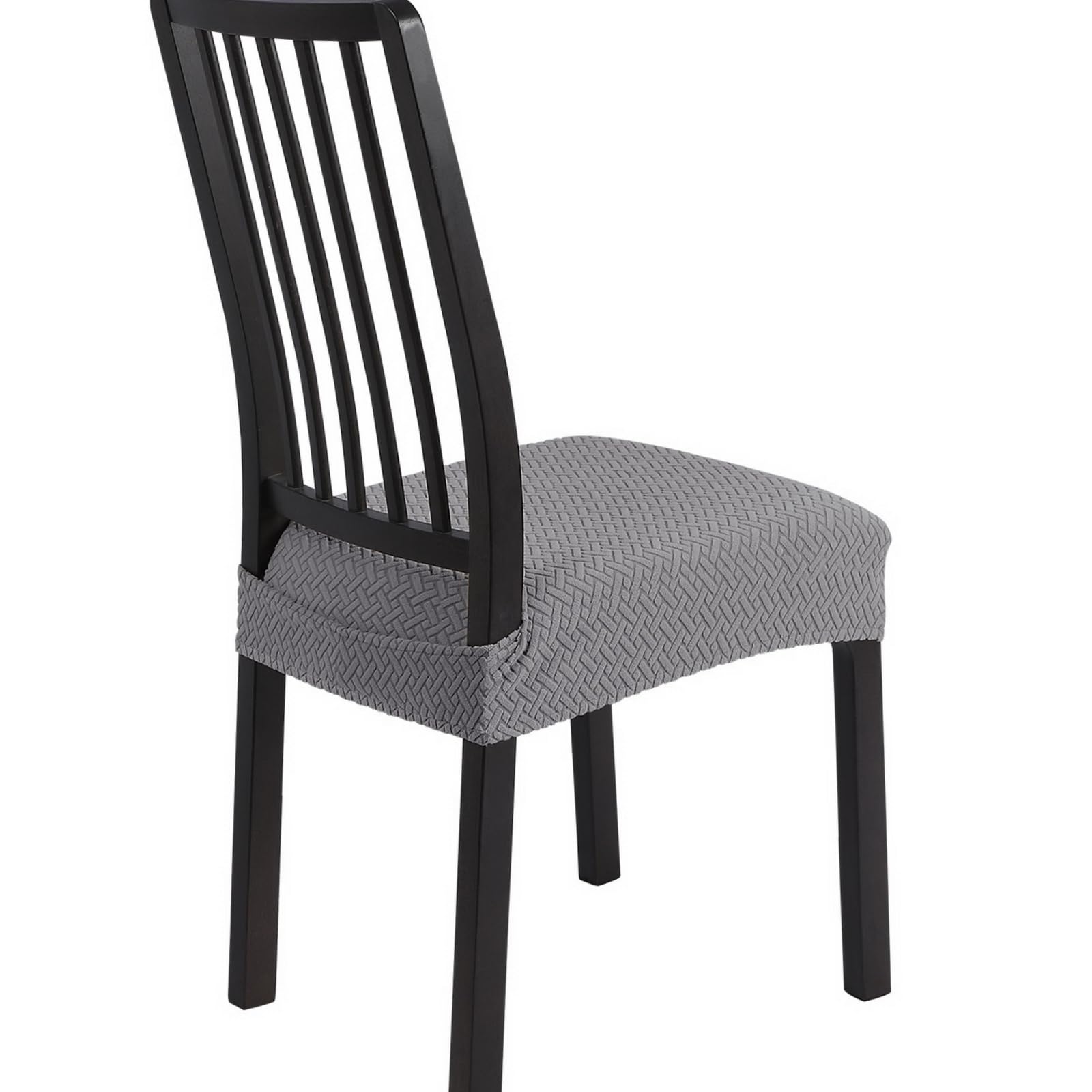SearchI Stretch Dining Chair Seat Covers Set of 6, Soft Removable Washable Seat Cover for Dining Chairs, Dining Room Chair Cover Protector (Rear-Covered, Brown)