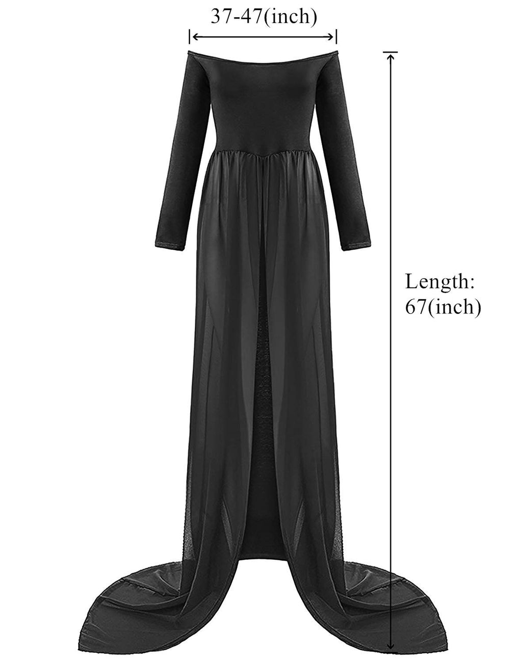ZIUMUDY Maternity Maxi Chiffon Photography Dress Split Front Gown for Photoshoot